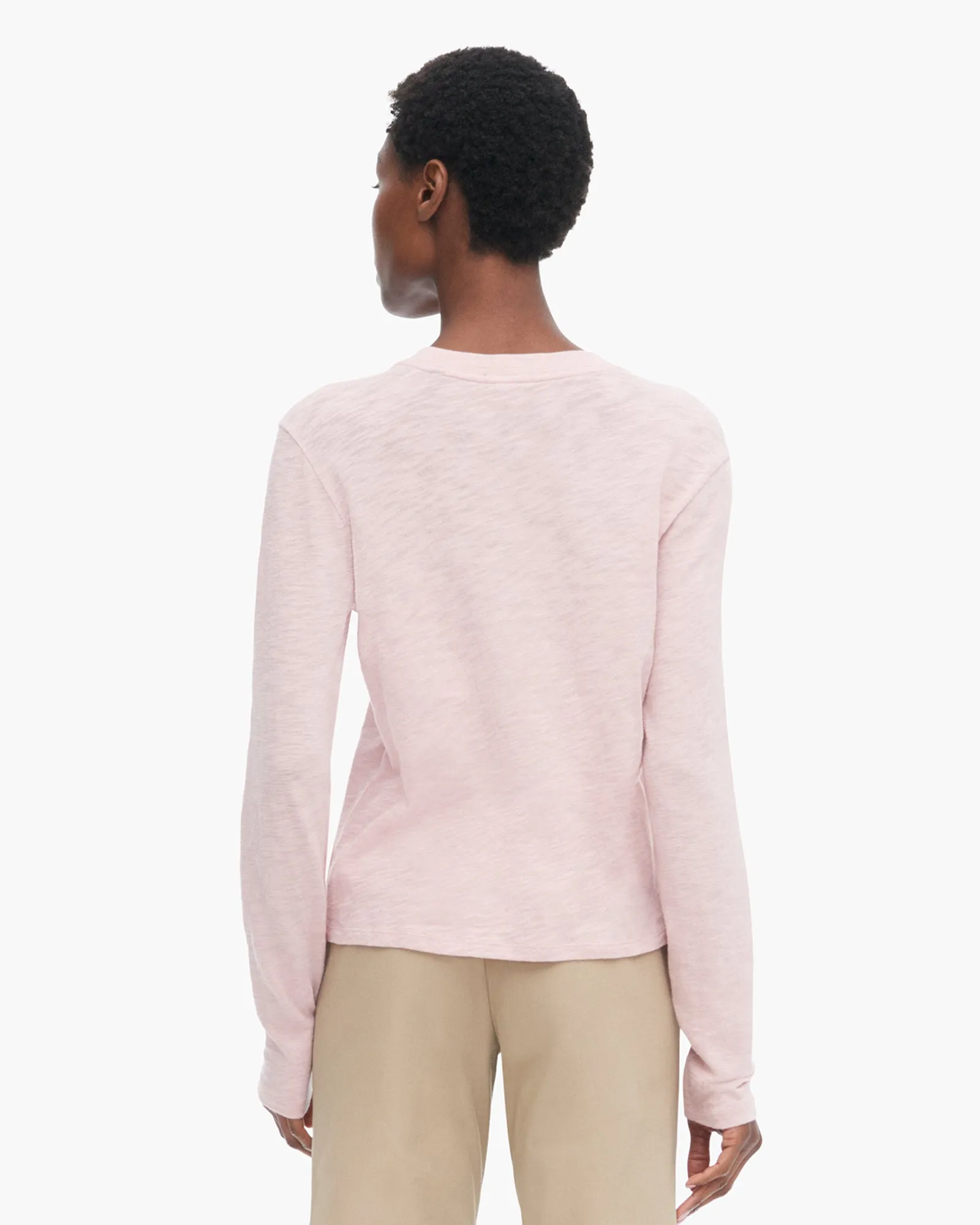 Slub Jersey Long Sleeve Crop Tee - English Rose