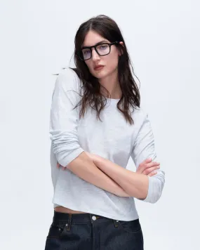 Slub Jersey Long Sleeve Crop Tee - Powder Blue