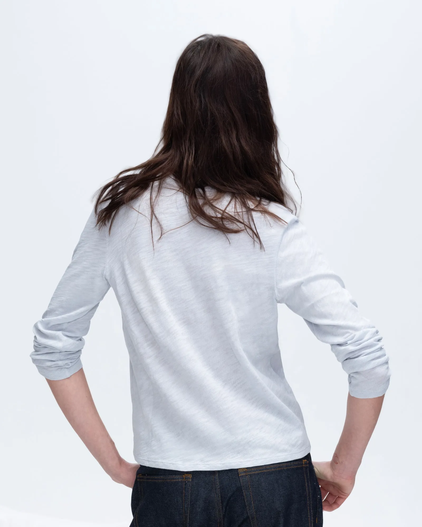 Slub Jersey Long Sleeve Crop Tee - Powder Blue