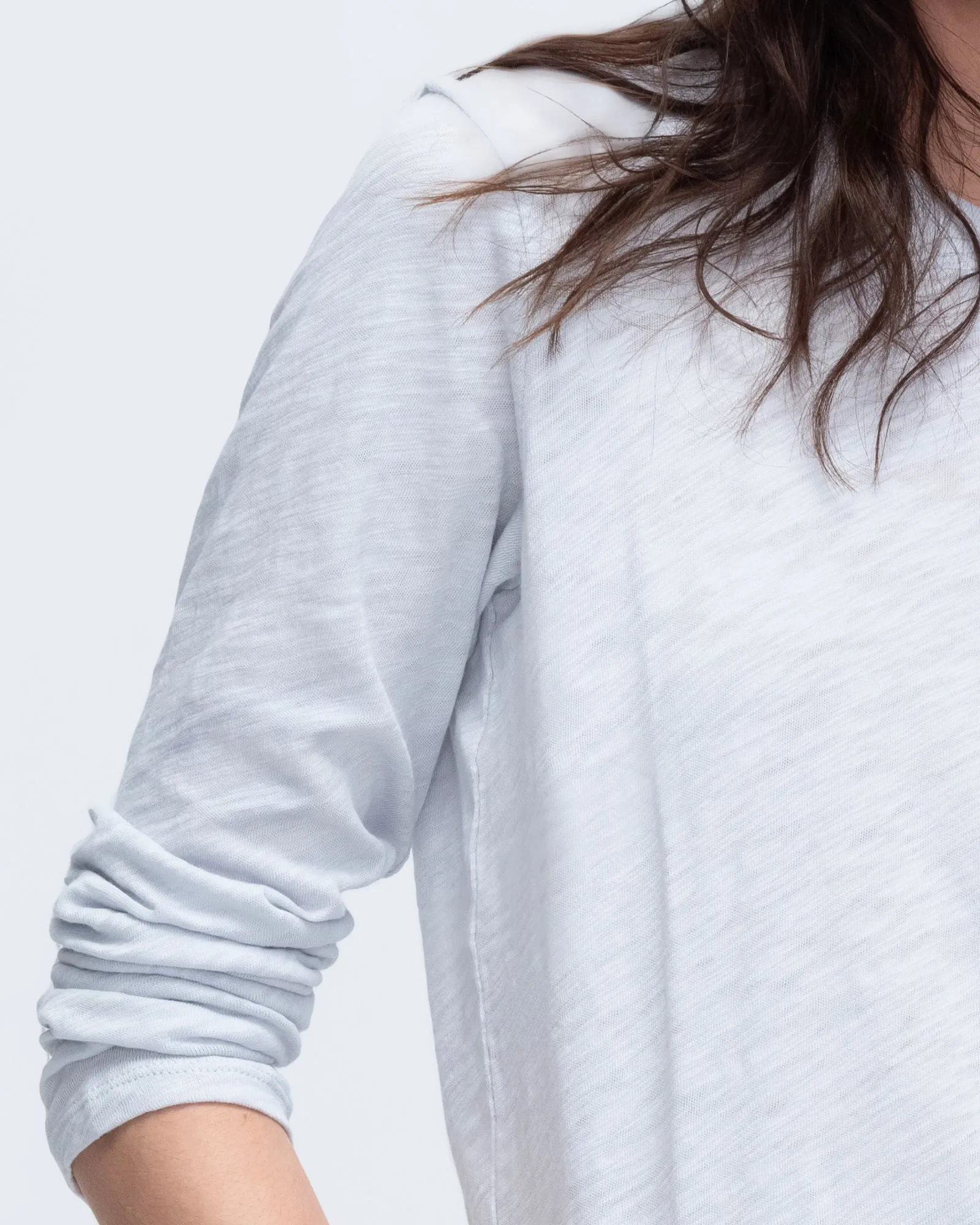 Slub Jersey Long Sleeve Crop Tee - Powder Blue