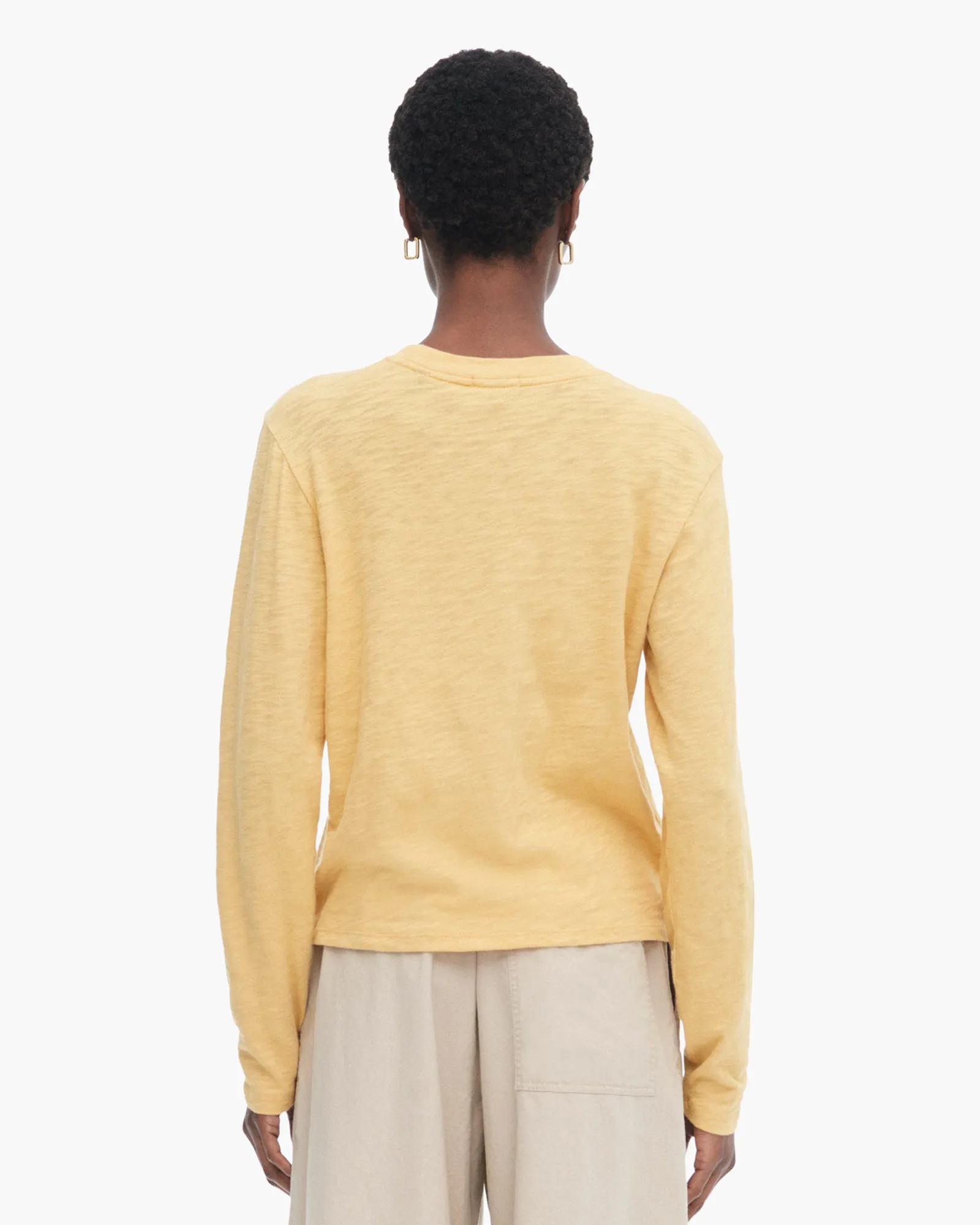 Slub Jersey Long Sleeve Crop Tee - Sunflower