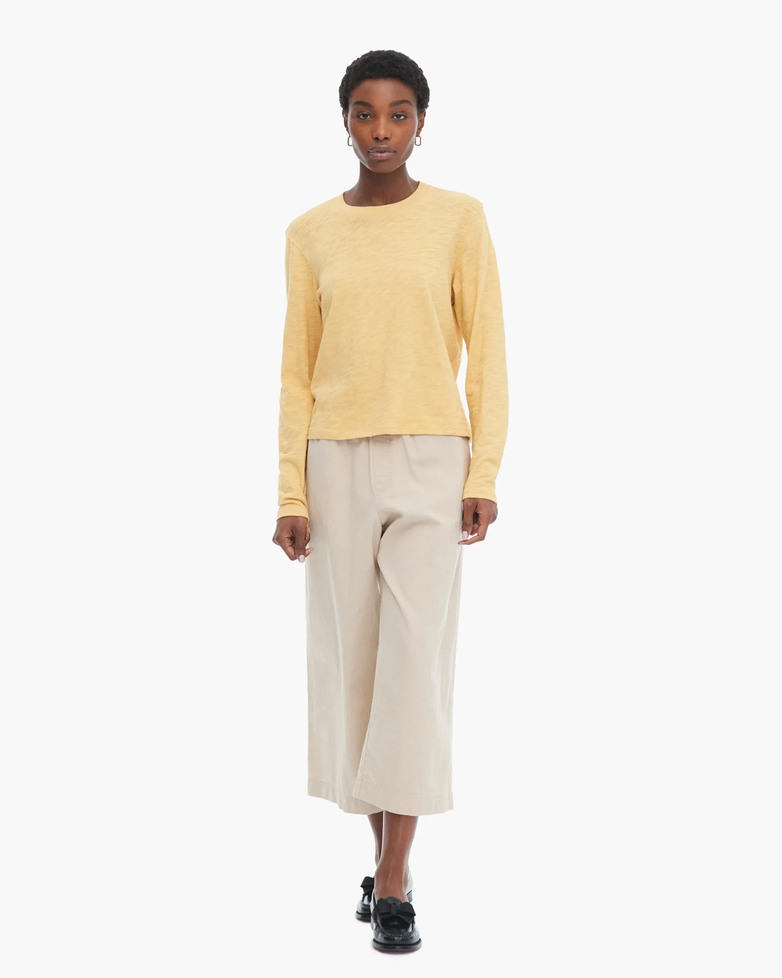 Slub Jersey Long Sleeve Crop Tee - Sunflower
