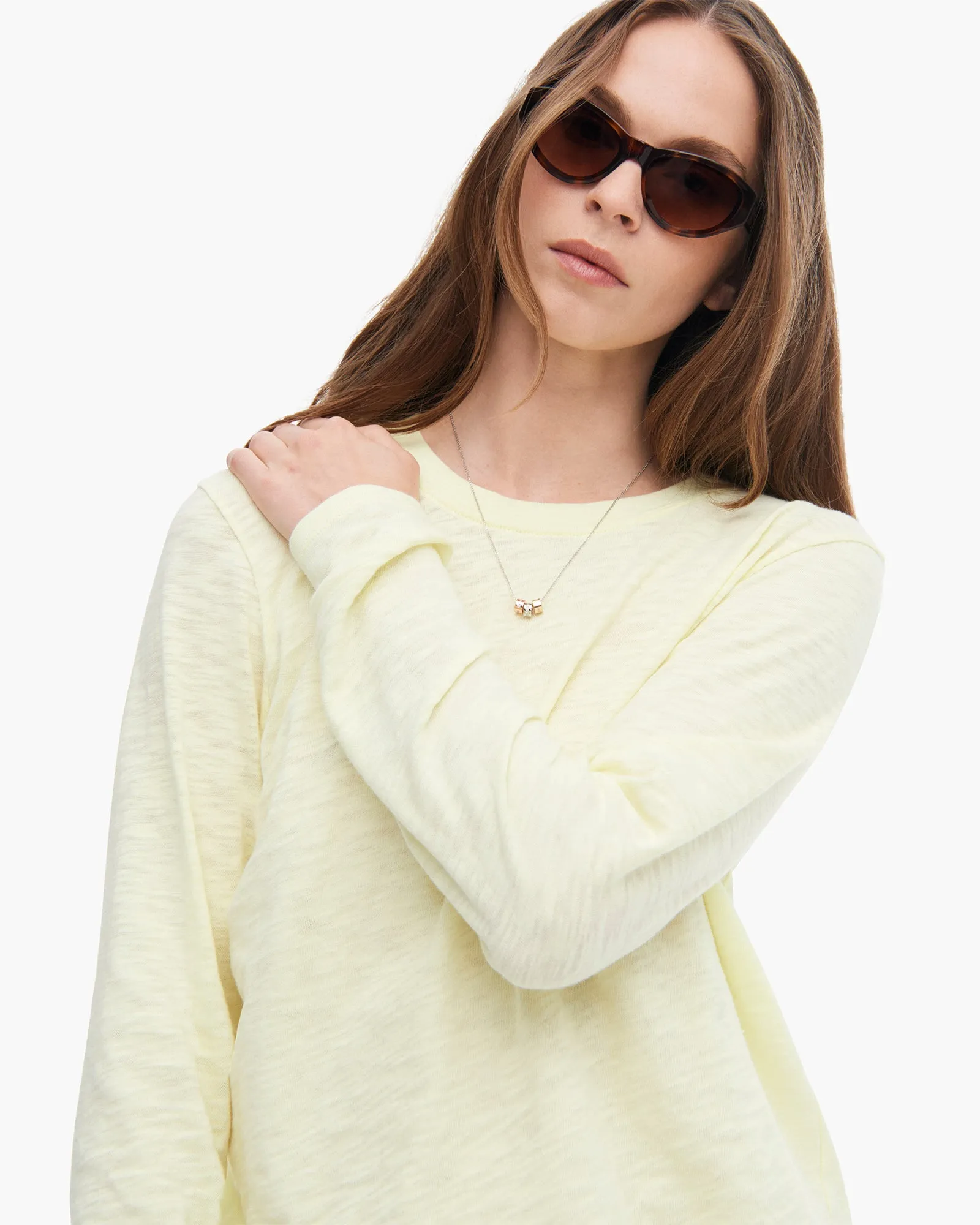 Slub Jersey Long Sleeve Crop Tee - Tender Yellow