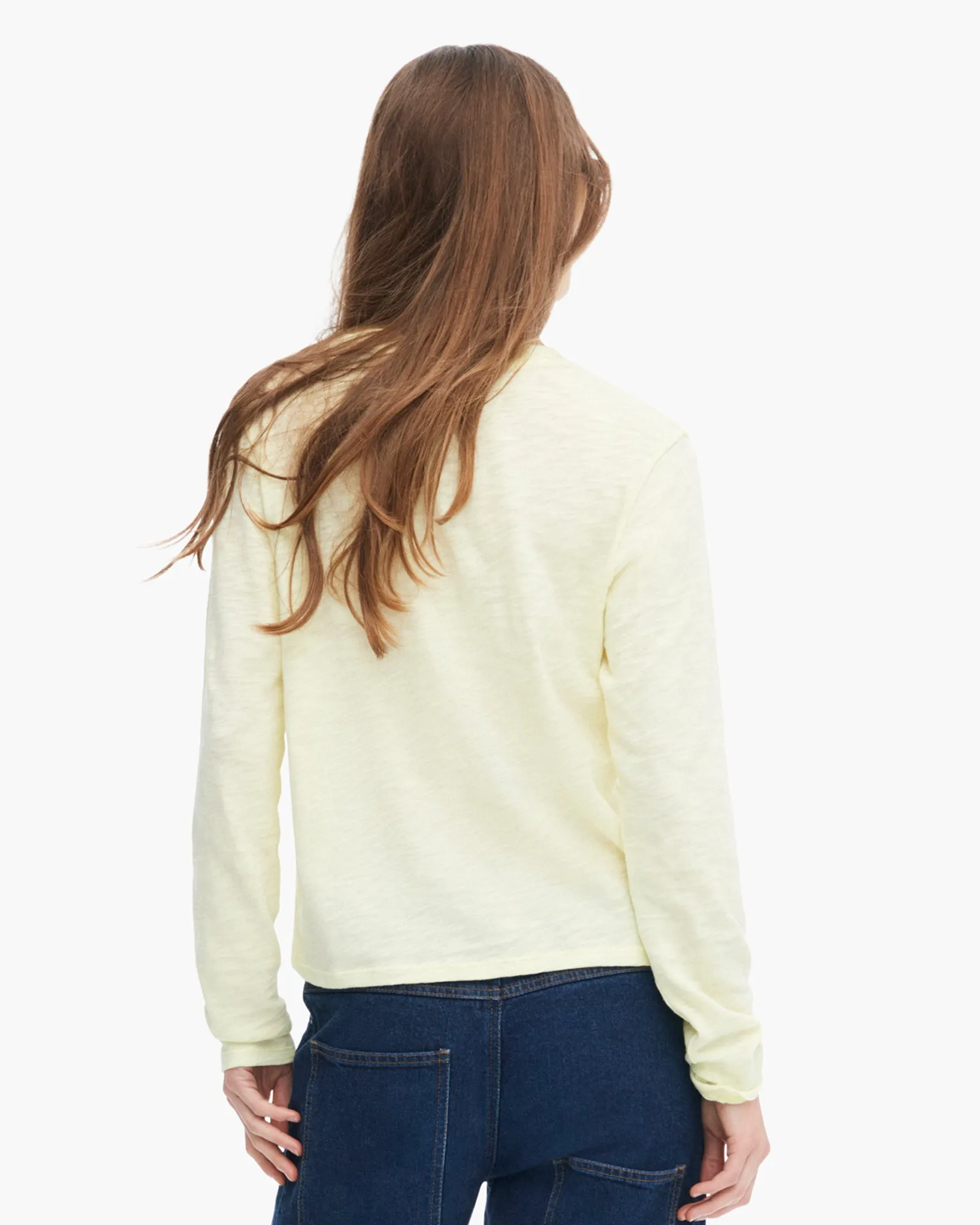 Slub Jersey Long Sleeve Crop Tee - Tender Yellow