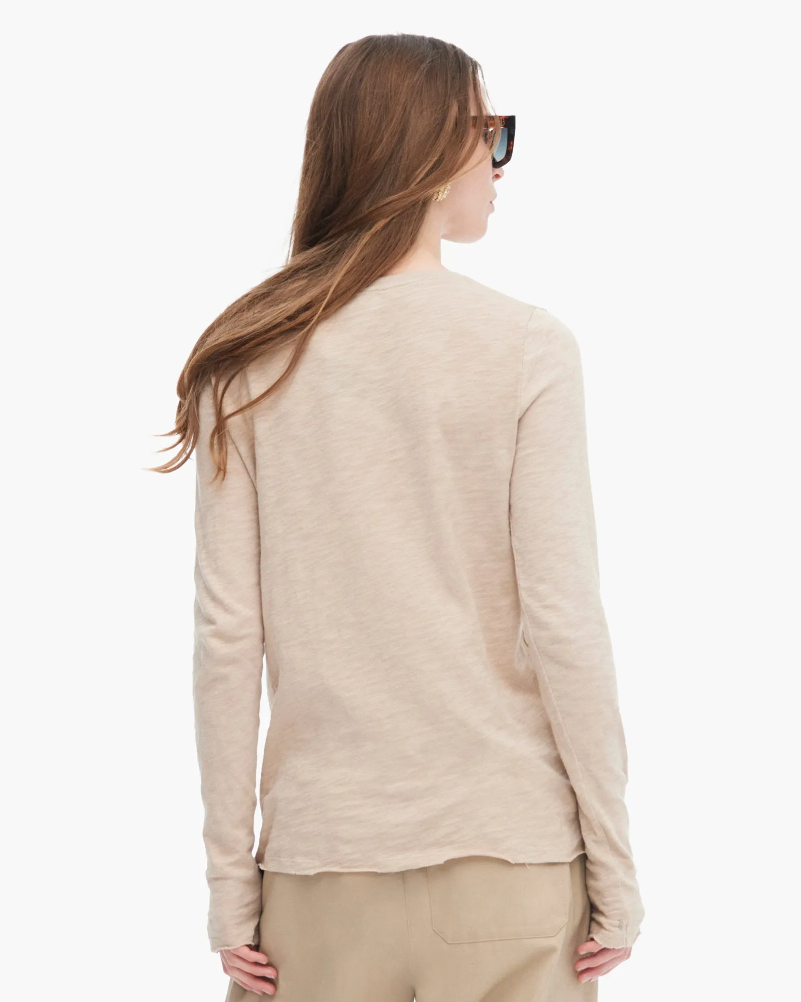 Slub Jersey Long Sleeve Destroyed Crew - Dune
