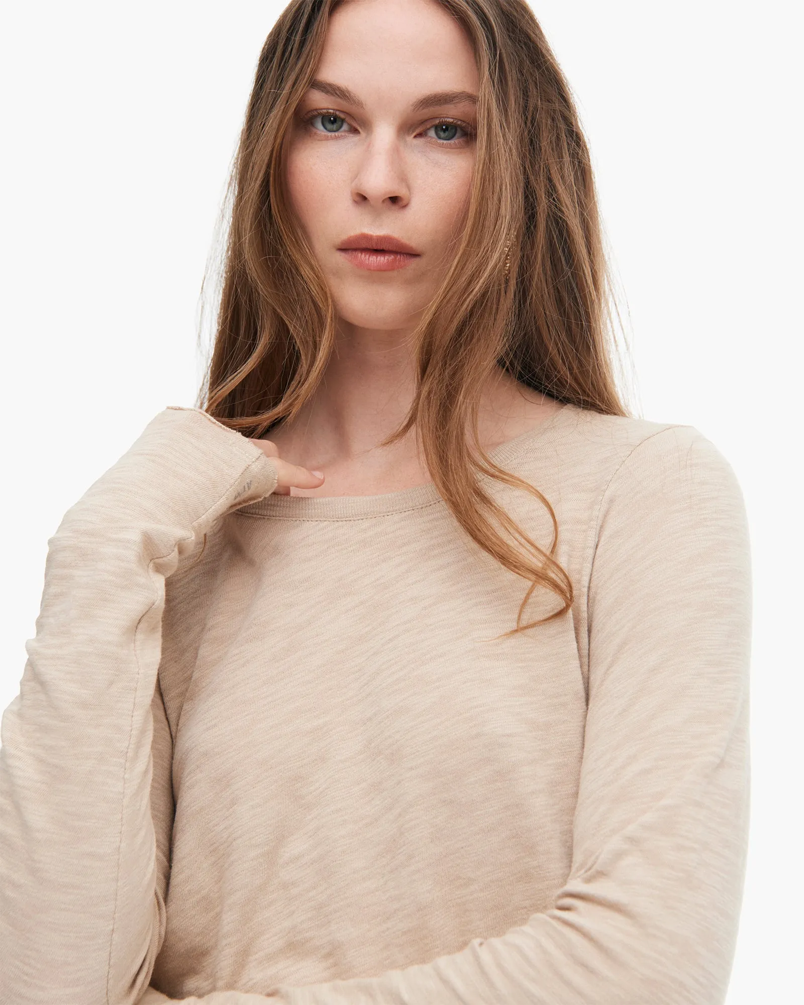 Slub Jersey Long Sleeve Destroyed Crew - Dune