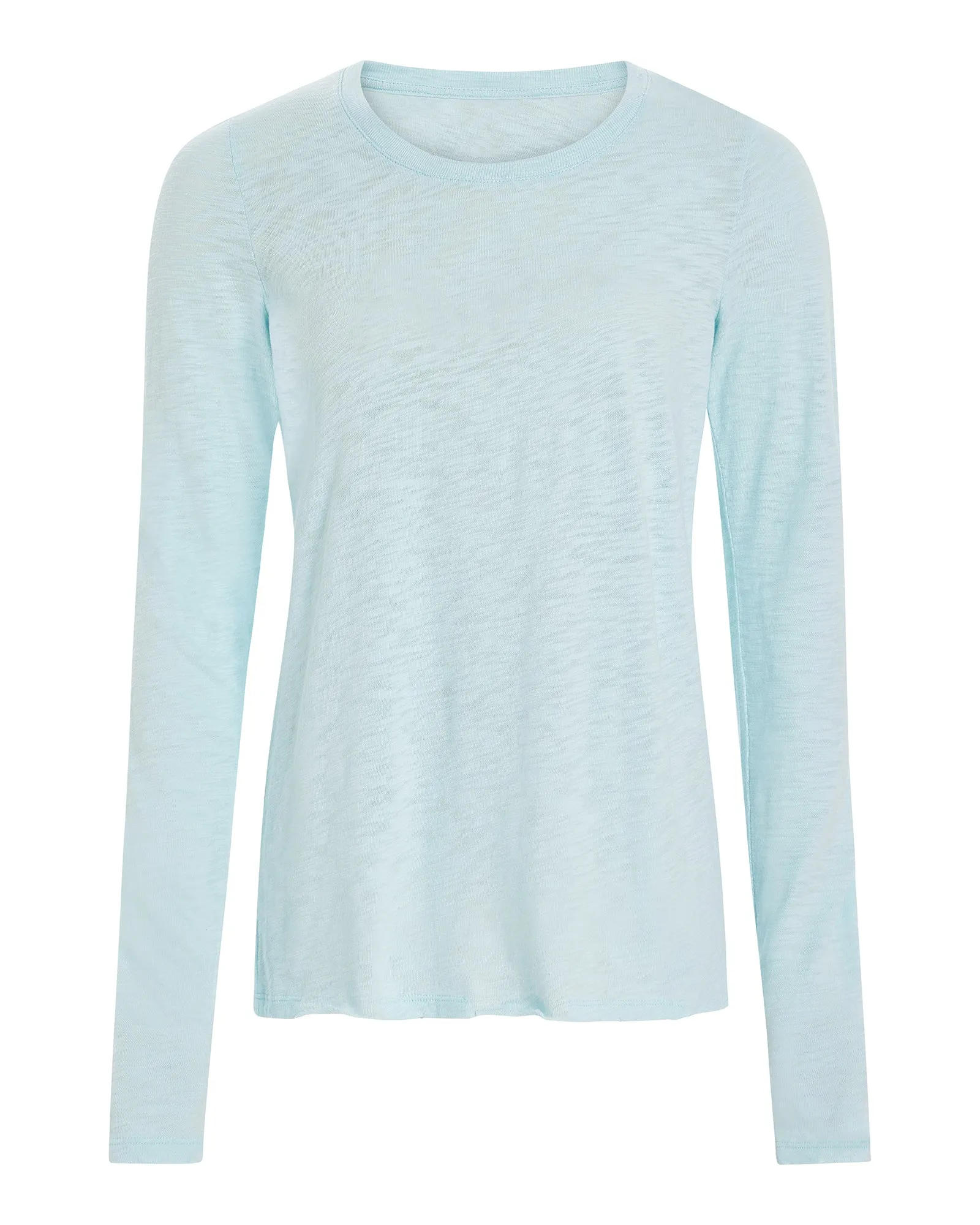 Slub Jersey Long Sleeve Destroyed Crew - Ocean Blue
