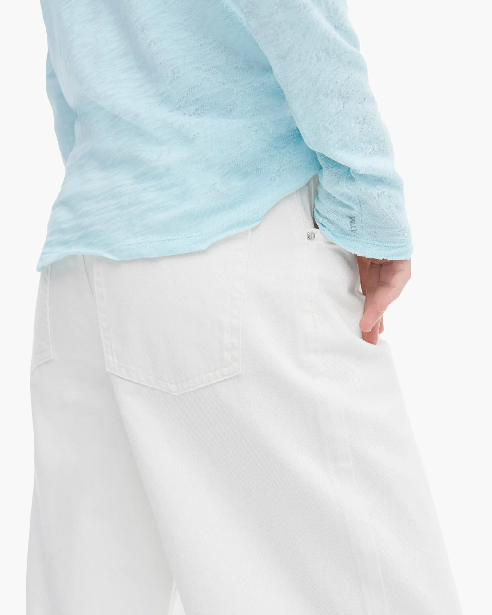 Slub Jersey Long Sleeve Destroyed Crew - Ocean Blue