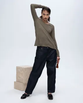 Slub Jersey Long Sleeve Destroyed Wash Tee - Army