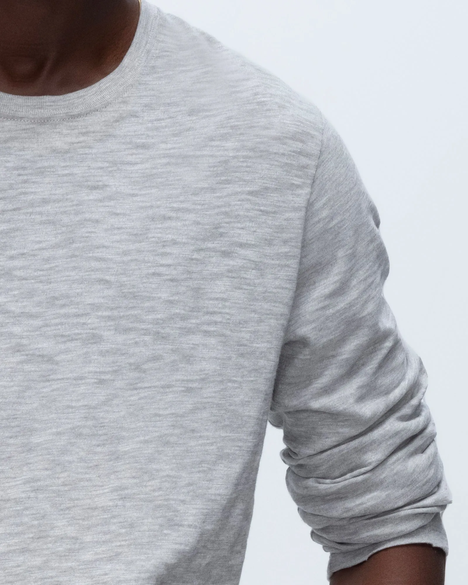 Slub Jersey Long Sleeve Destroyed Wash Tee - Heather Grey