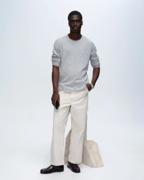 Slub Jersey Long Sleeve Destroyed Wash Tee - Heather Grey