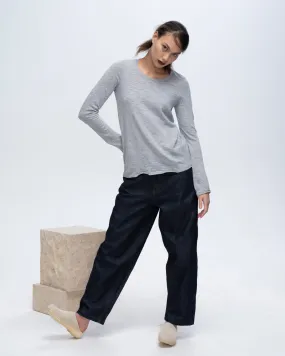 Slub Jersey Long Sleeve Destroyed Wash Tee - Heather Grey