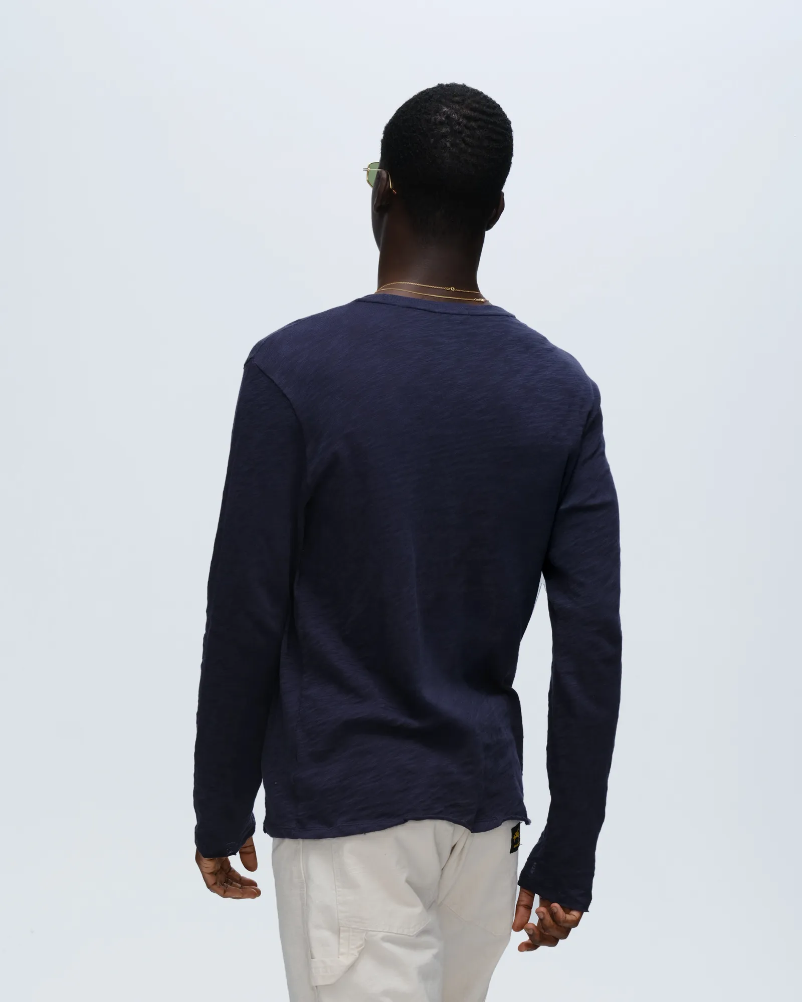 Slub Jersey Long Sleeve Destroyed Wash Tee - Midnight