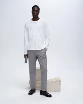 Slub Jersey Long Sleeve Destroyed Wash Tee - White