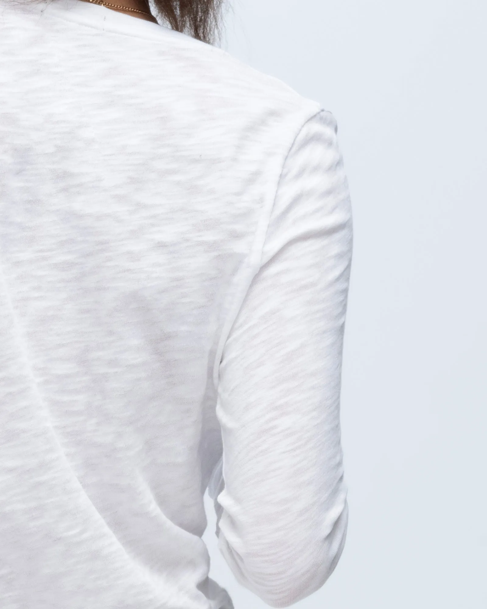 Slub Jersey Long Sleeve V-Neck Tee - White