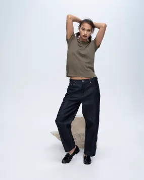 Slub Jersey Schoolboy Crew Neck Tee - Army