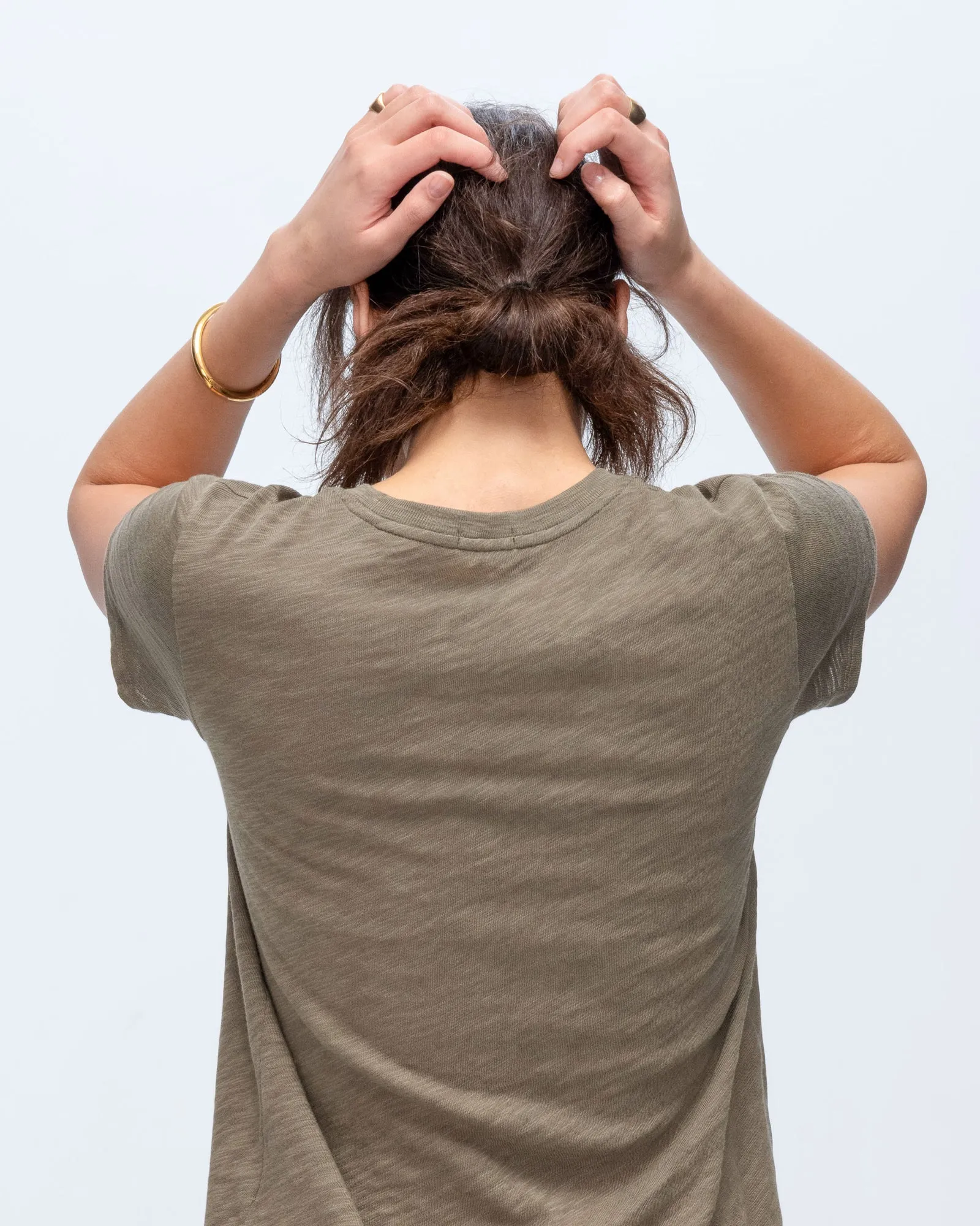 Slub Jersey Schoolboy Crew Neck Tee - Army