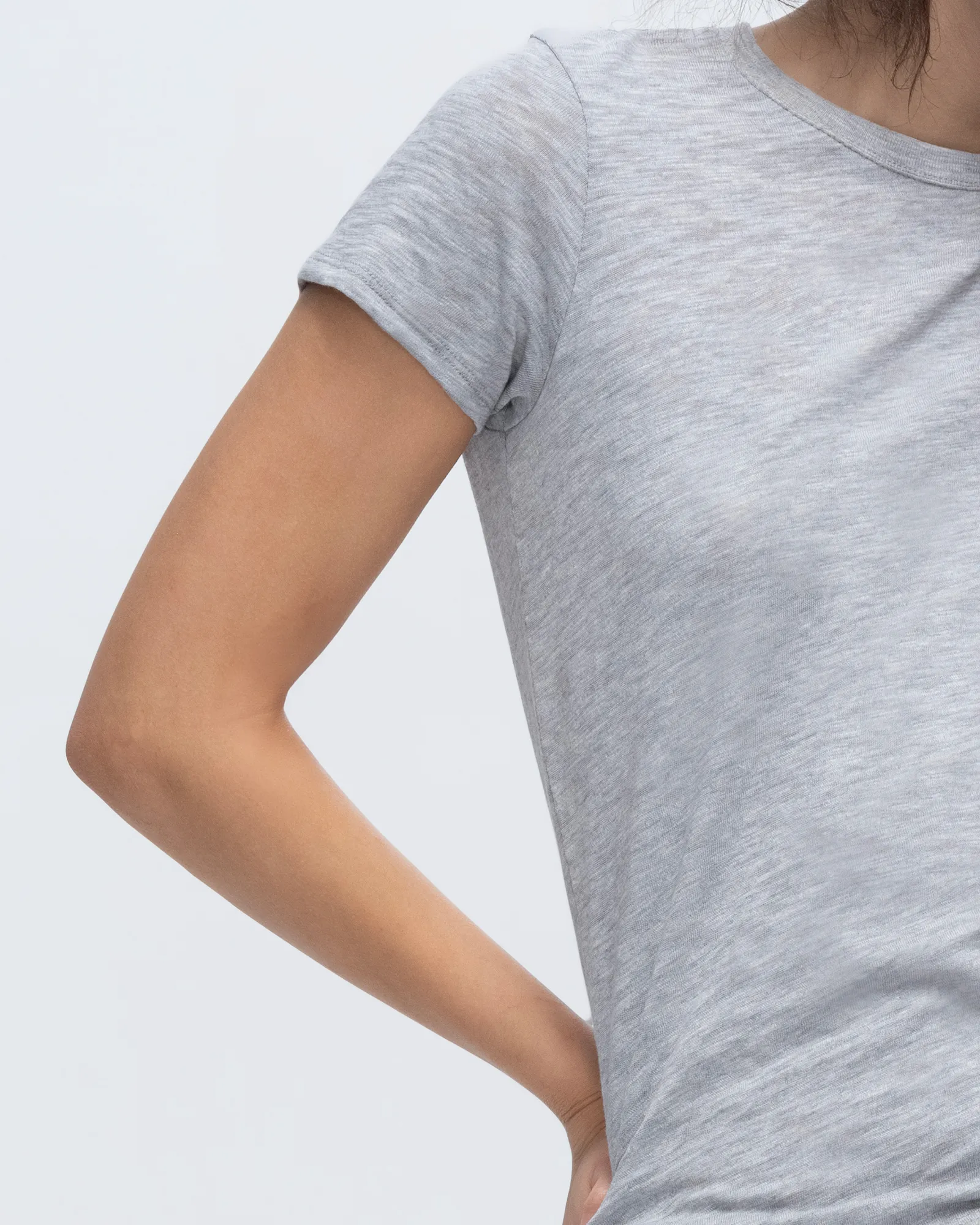 Slub Jersey Schoolboy Crew Neck Tee - Heather Grey