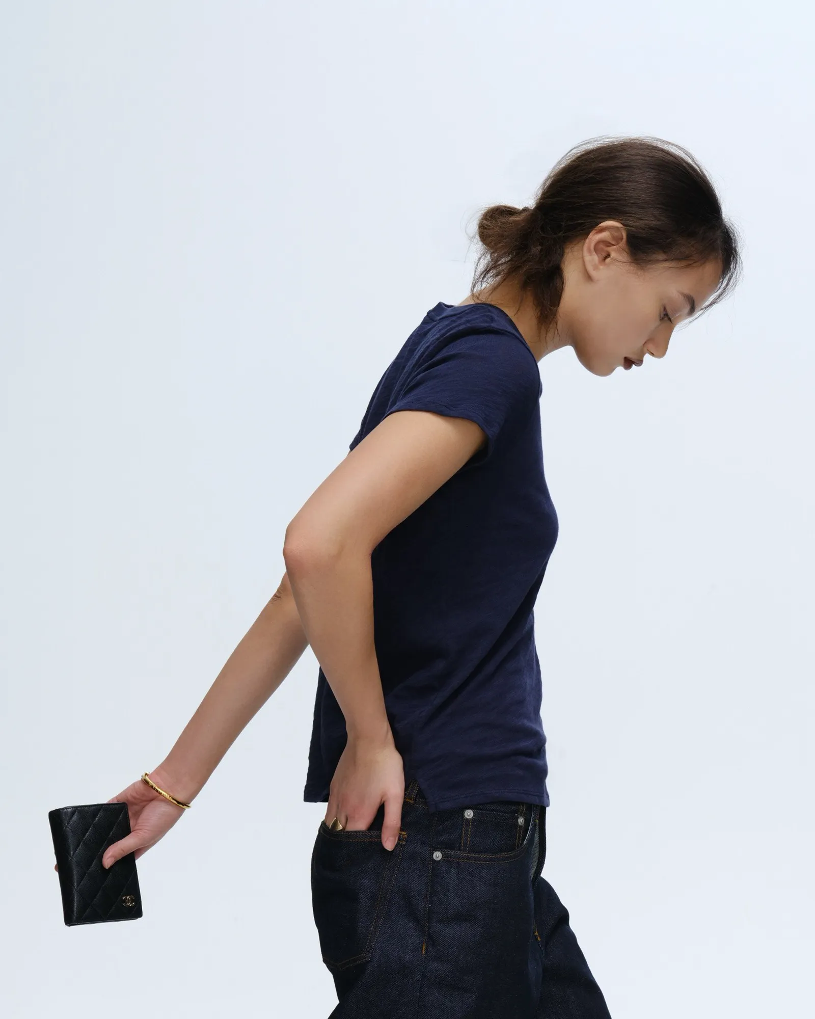 Slub Jersey Schoolboy Crew Neck Tee - Midnight
