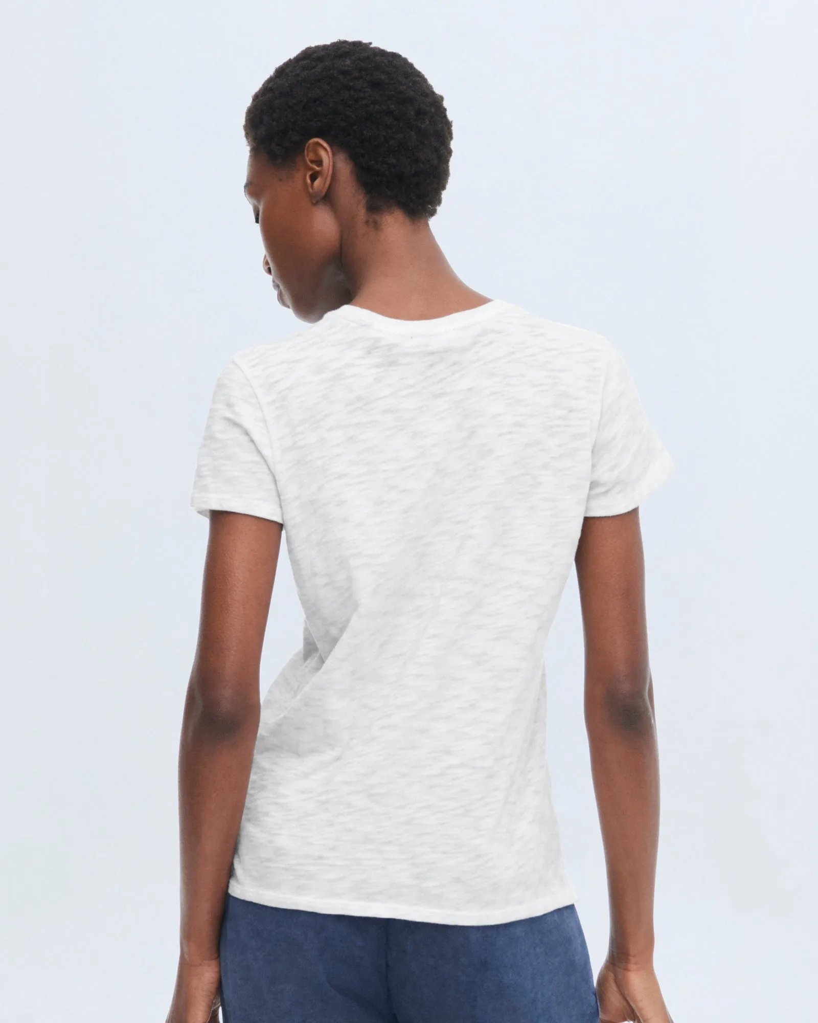Slub Jersey Schoolboy Crew Neck Tee - White