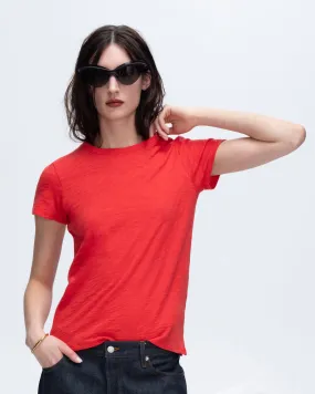 Slub Jersey Schoolboy Short Sleeve Crew Neck Tee - Cardinal Red