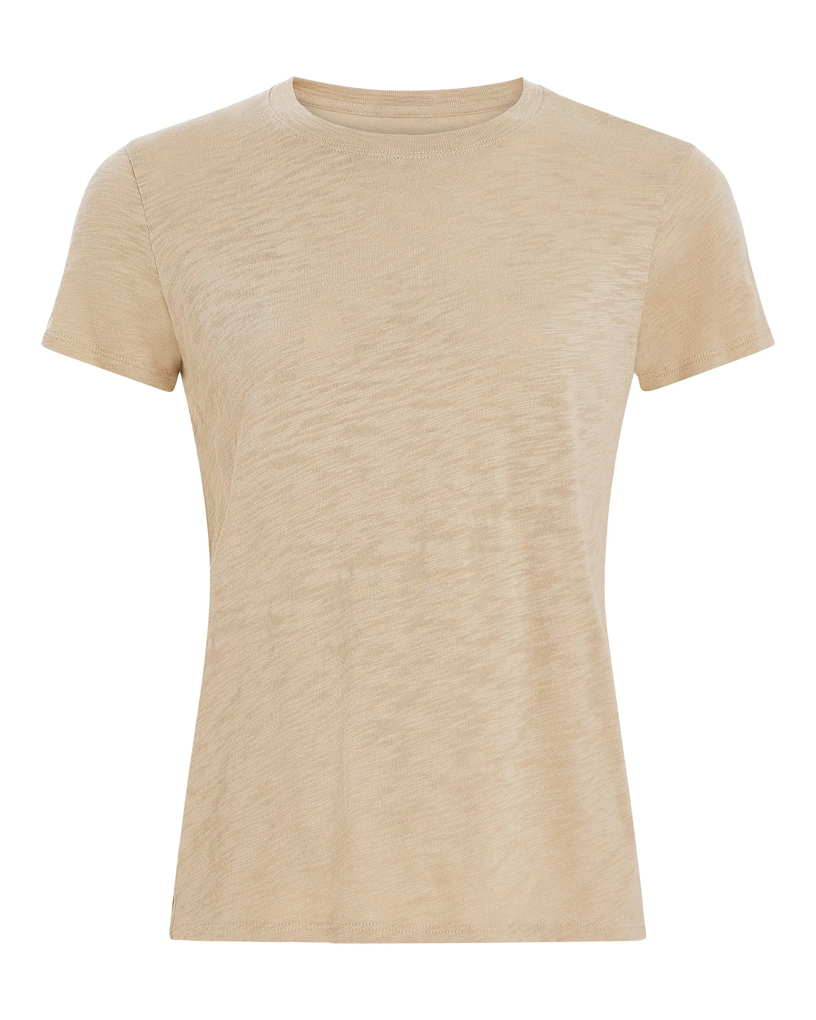 Slub Jersey Schoolboy Short Sleeve Crew Neck Tee - Dune