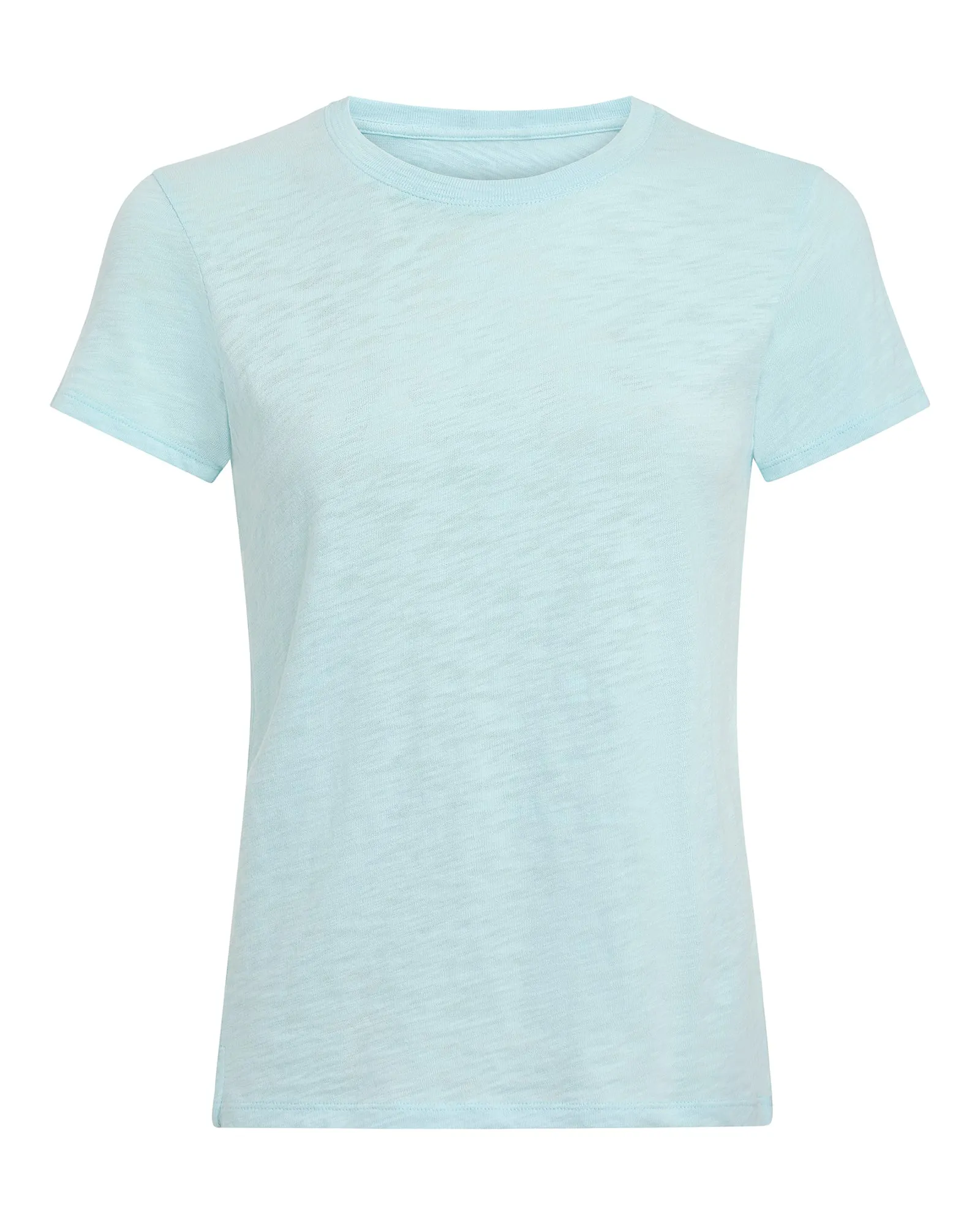 Slub Jersey Schoolboy Short Sleeve Crew Neck Tee - Ocean Blue