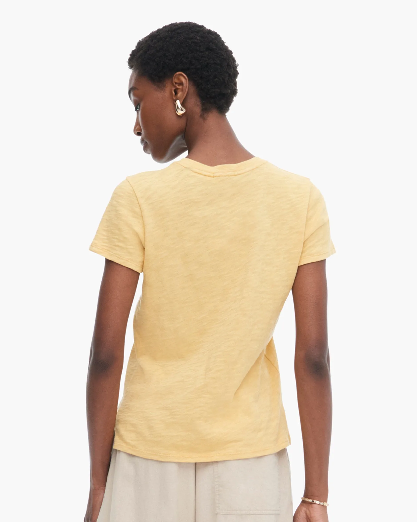 Slub Jersey Schoolboy Short Sleeve Crew Neck Tee - Sunflower