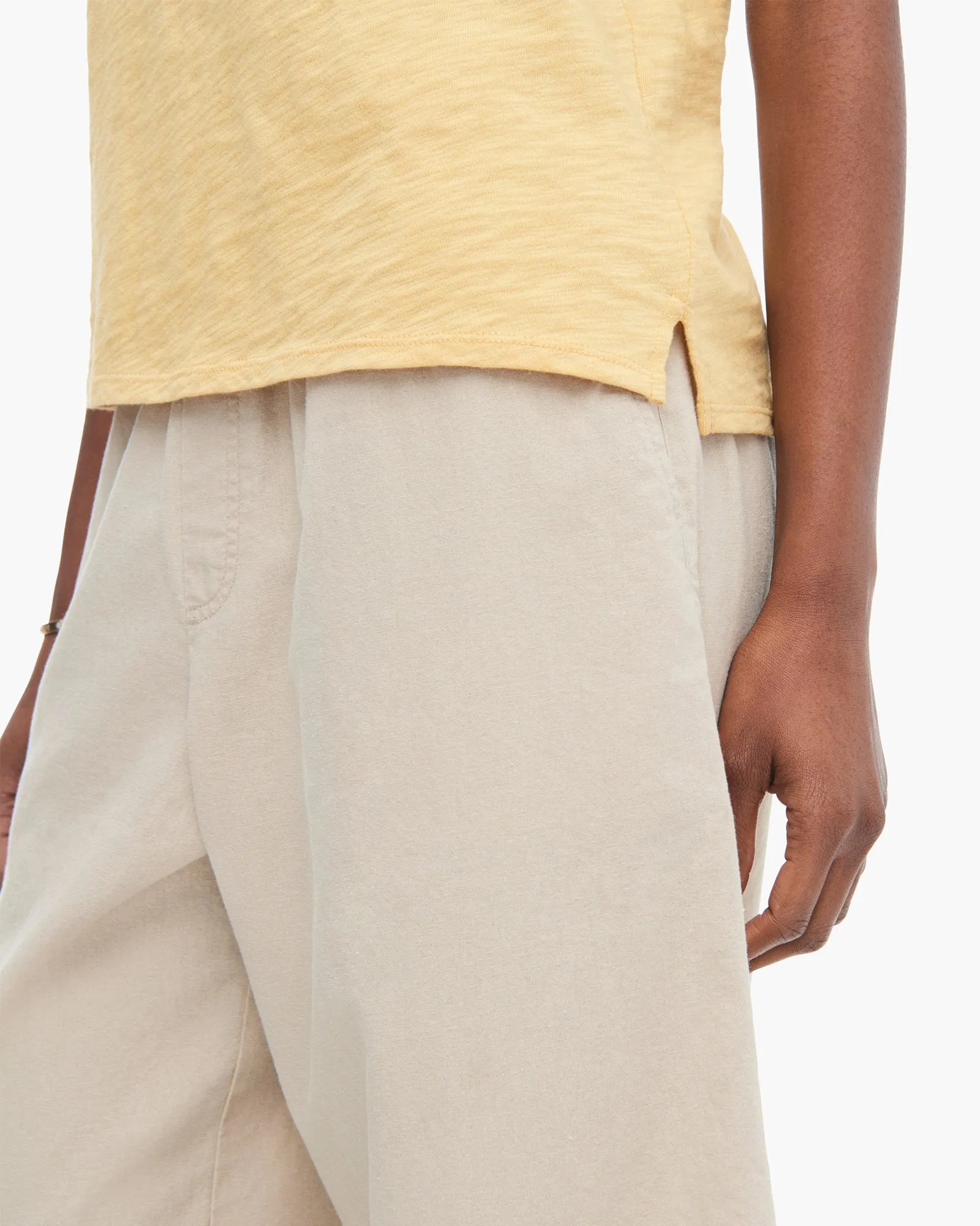 Slub Jersey Schoolboy Short Sleeve Crew Neck Tee - Sunflower