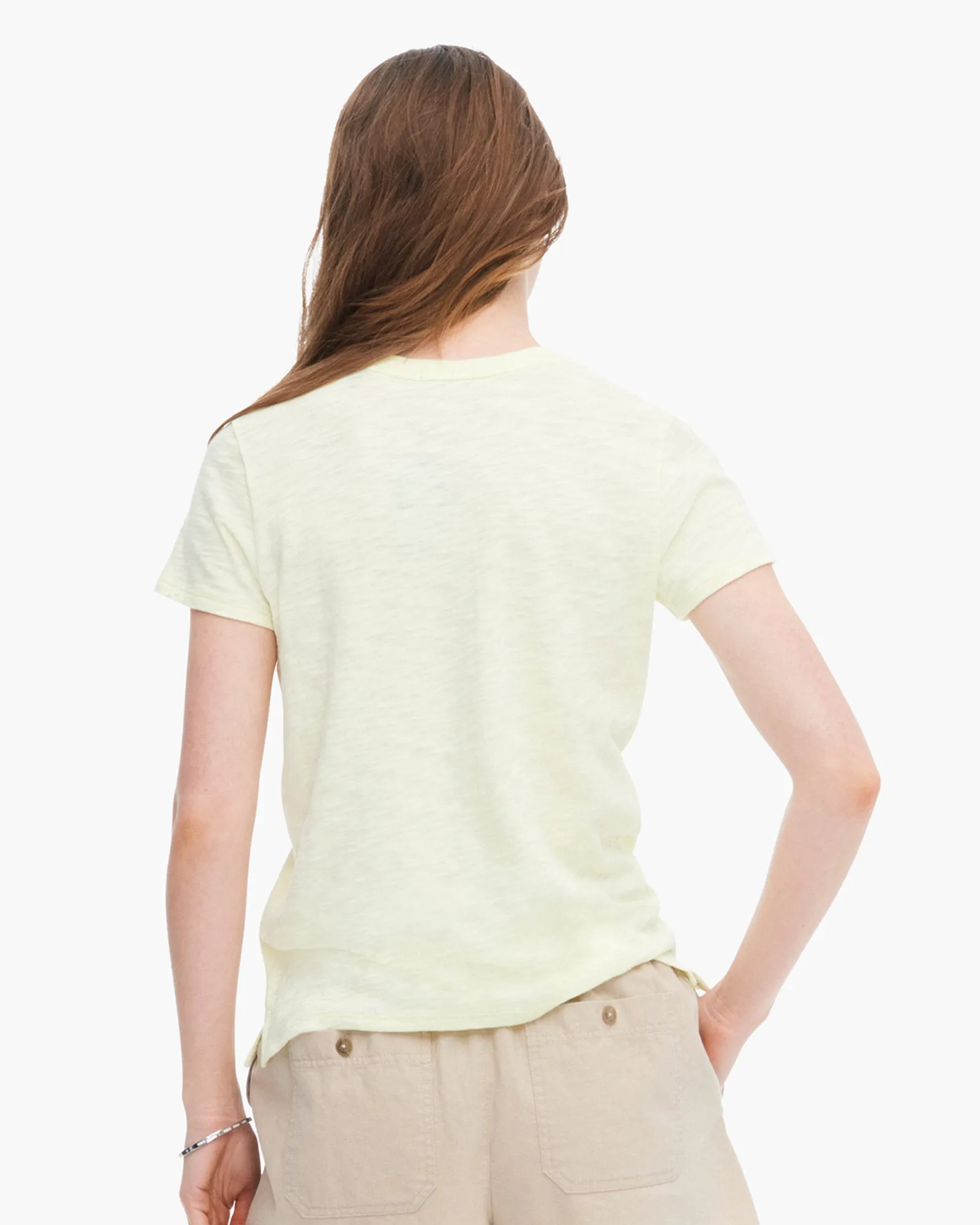 Slub Jersey Schoolboy Short Sleeve Crew Neck Tee - Tender Yellow