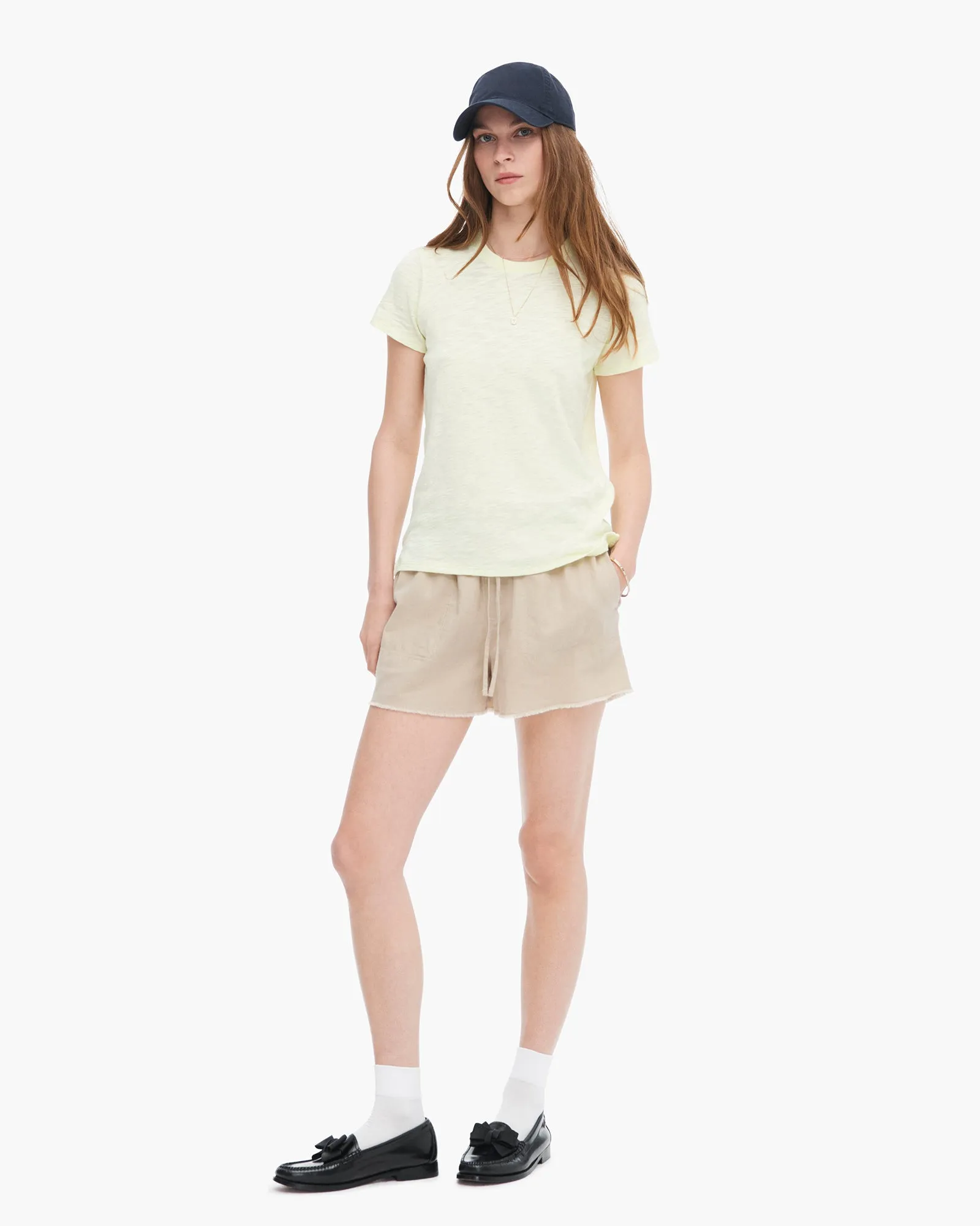 Slub Jersey Schoolboy Short Sleeve Crew Neck Tee - Tender Yellow