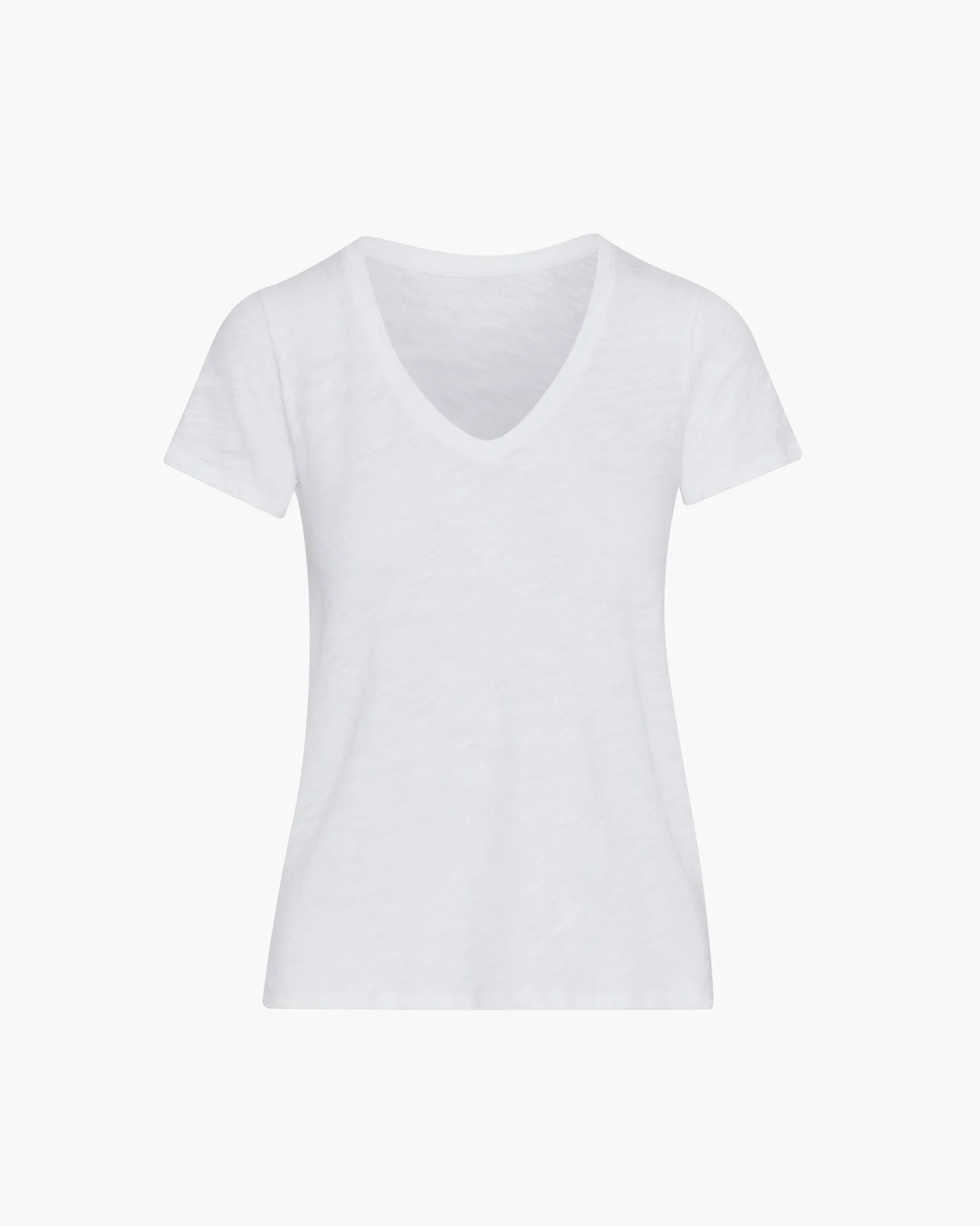 Slub Jersey Schoolboy V-Neck Tee - White