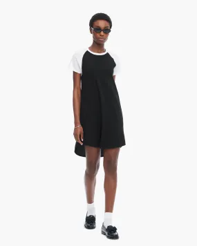Slub Jersey Short Sleeve Baseball Dress - Black-White
