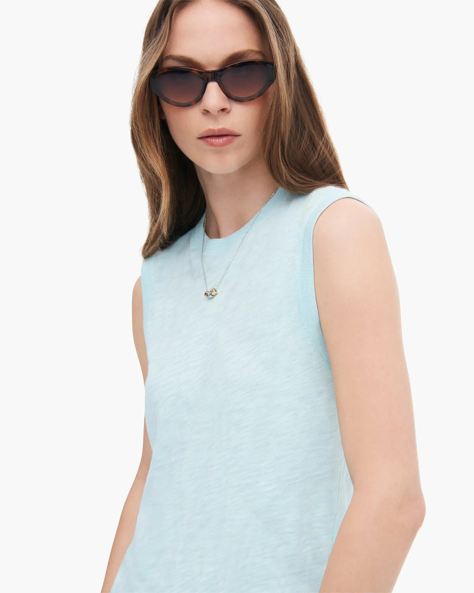 Slub Jersey Sleeveless Schoolboy - Ocean Blue