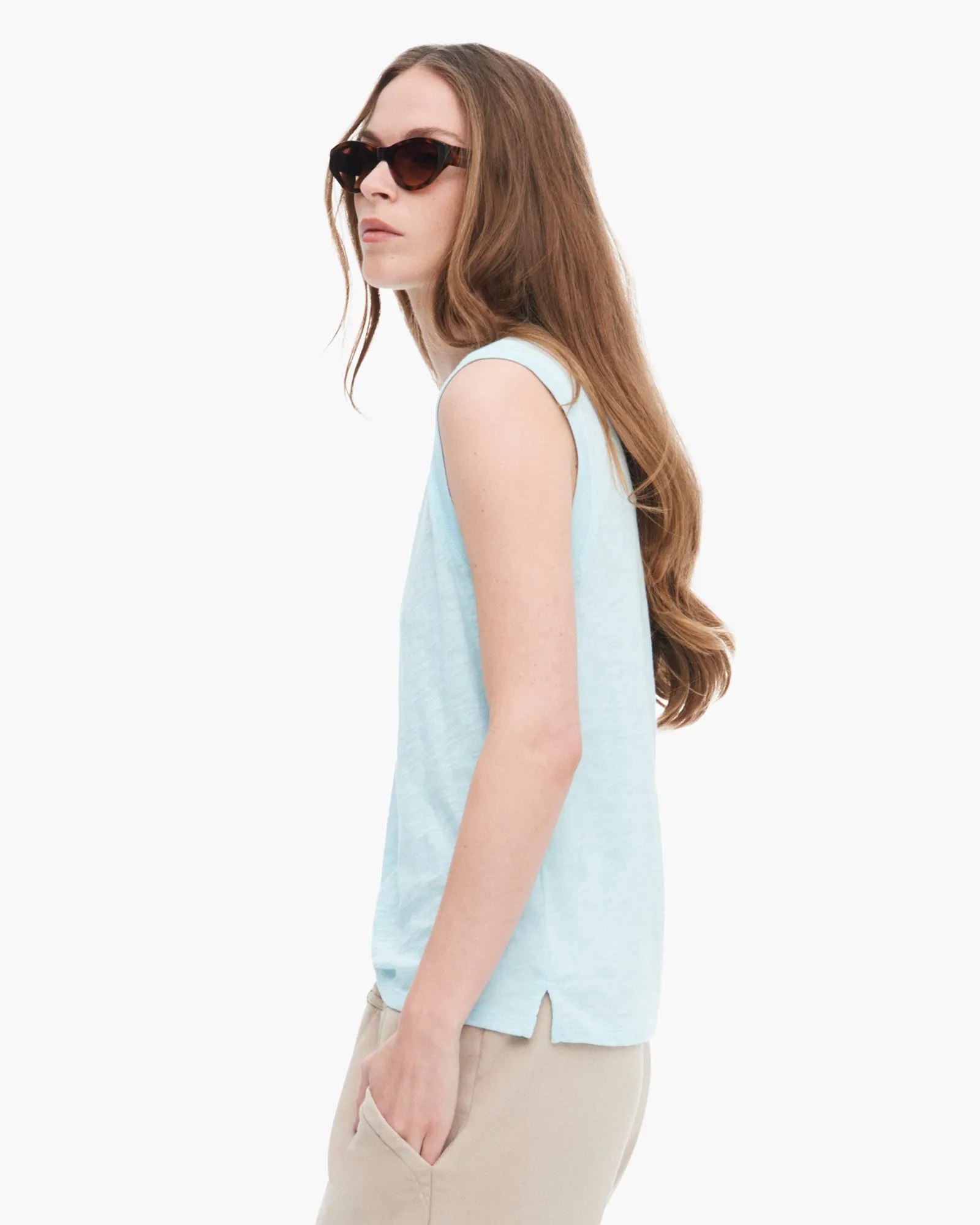 Slub Jersey Sleeveless Schoolboy - Ocean Blue