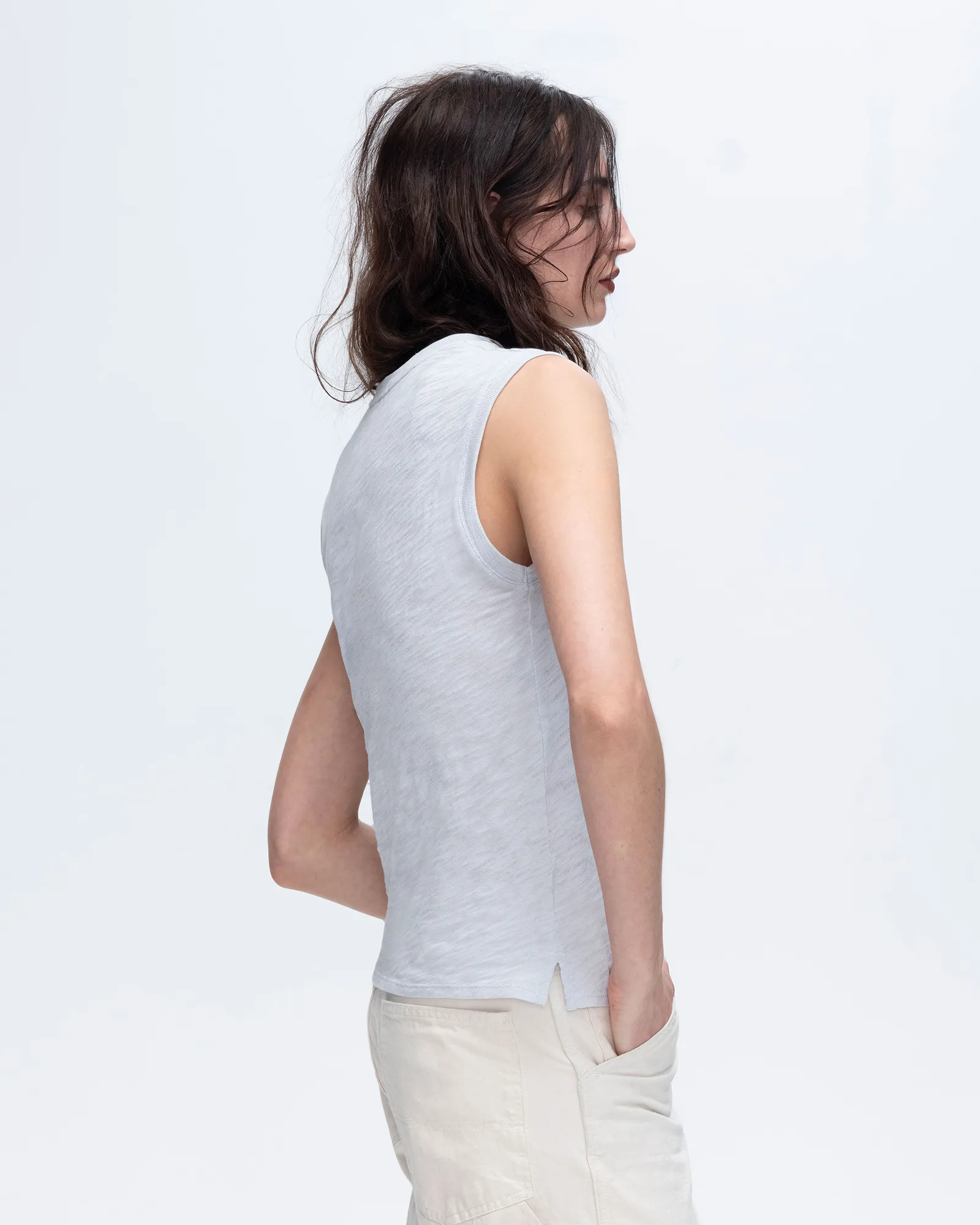Slub Jersey Sleeveless Schoolboy - Powder Blue