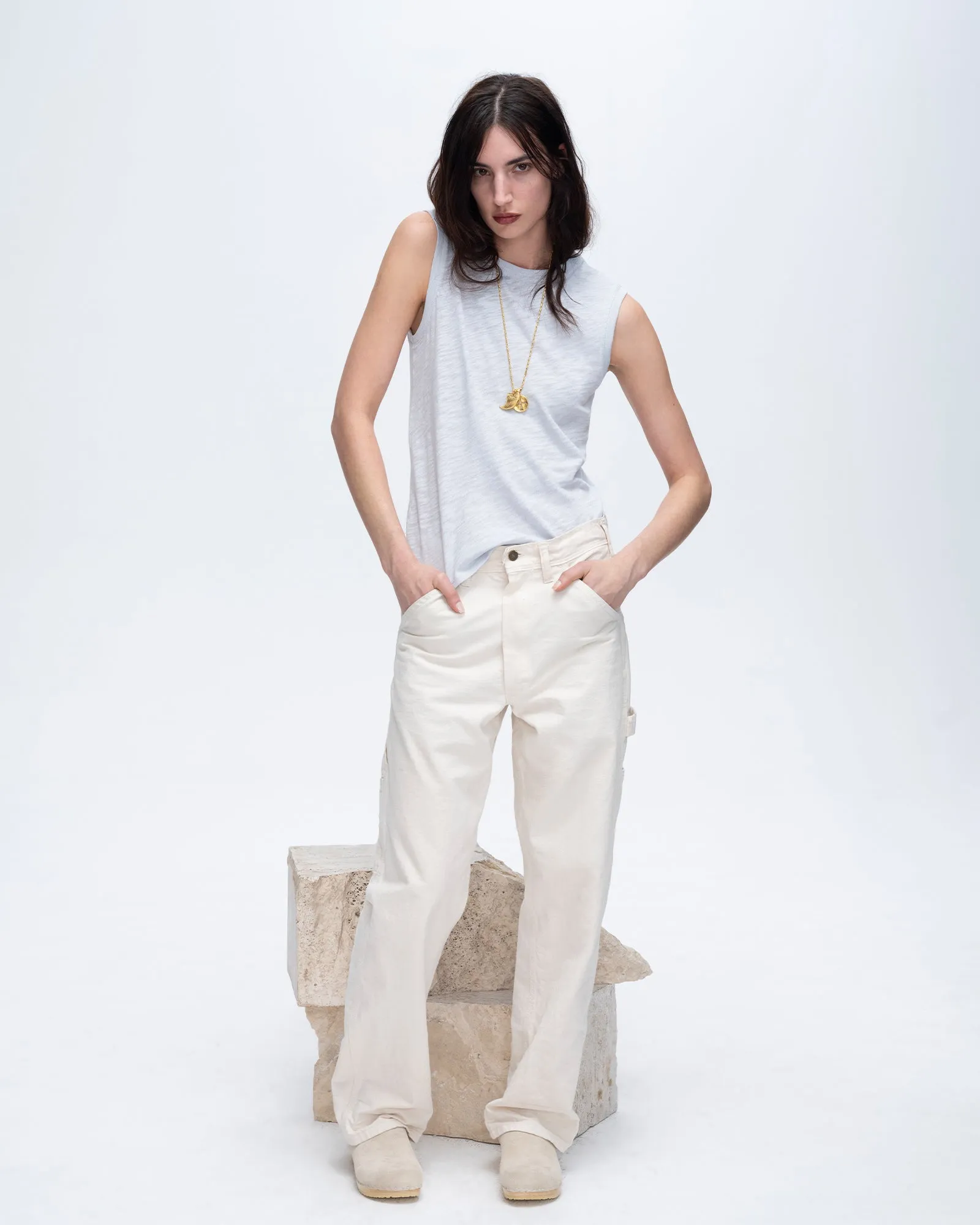 Slub Jersey Sleeveless Schoolboy - Powder Blue