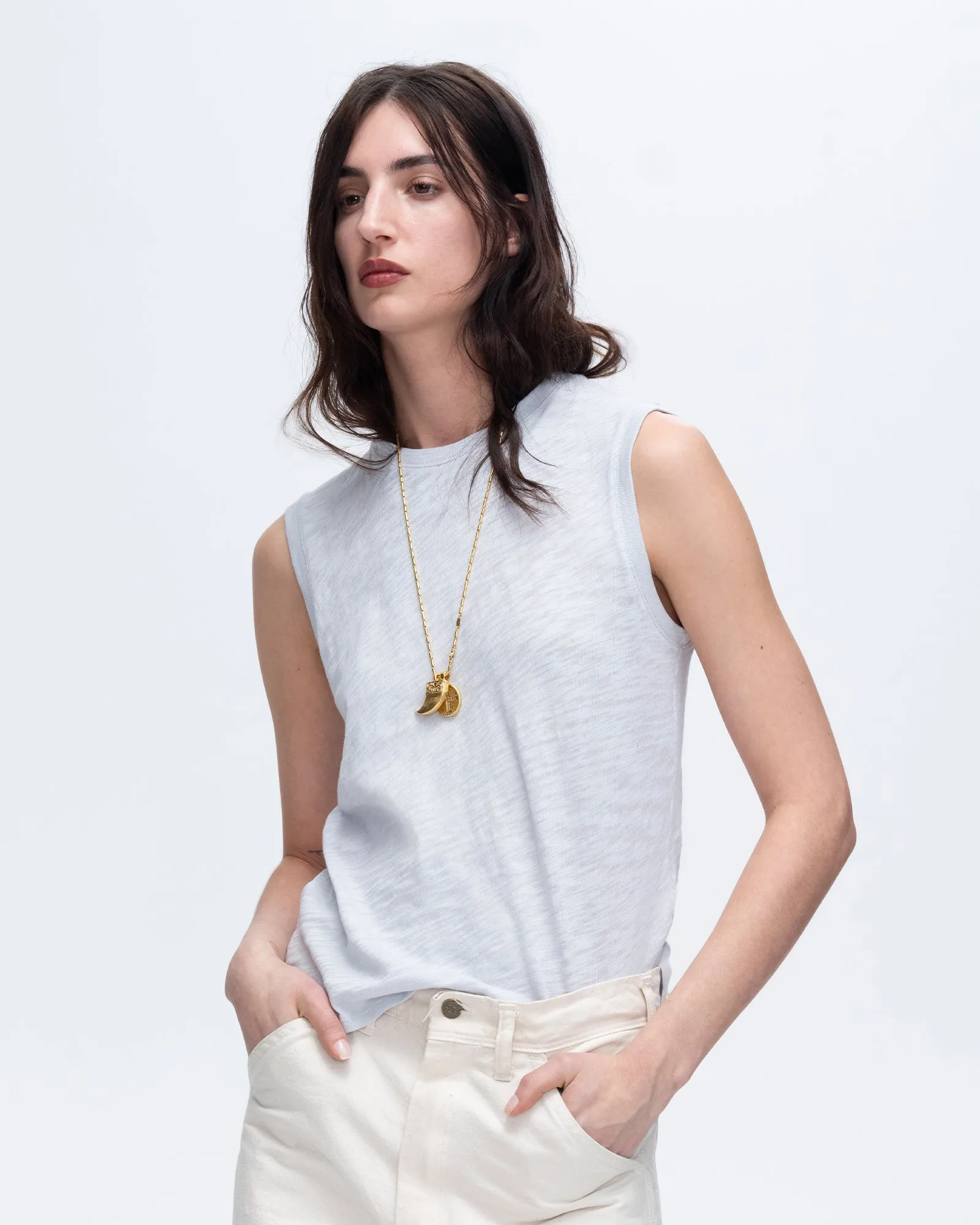 Slub Jersey Sleeveless Schoolboy - Powder Blue