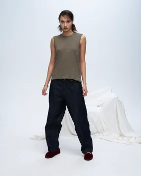 Slub Jersey Sleeveless Schoolboy Tee - Army