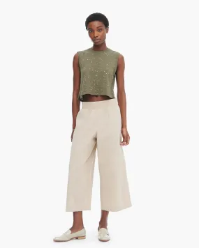 Slub Jersey Splatter Paint Cropped Sleeveless Schoolboy - Army-Faded Dune