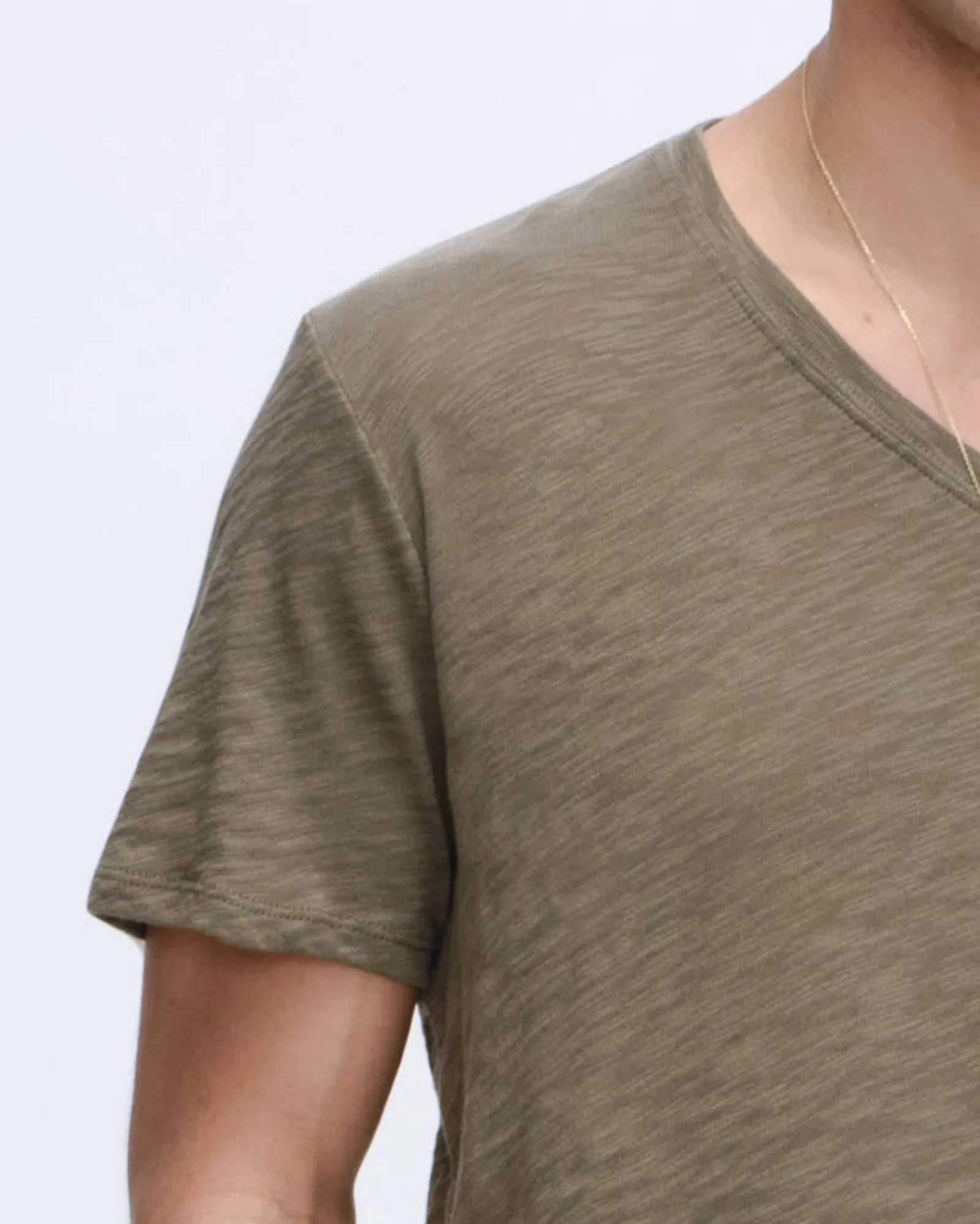 Slub Jersey V-Neck Tee - Army