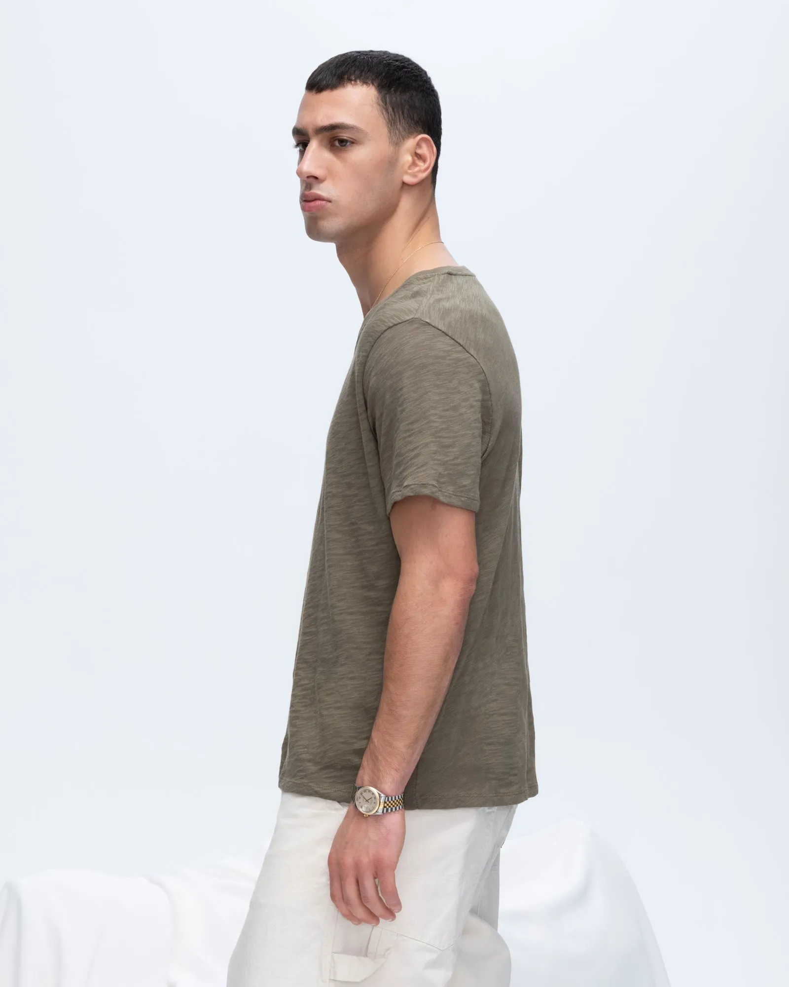 Slub Jersey V-Neck Tee - Army