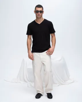 Slub Jersey V-Neck Tee - Black