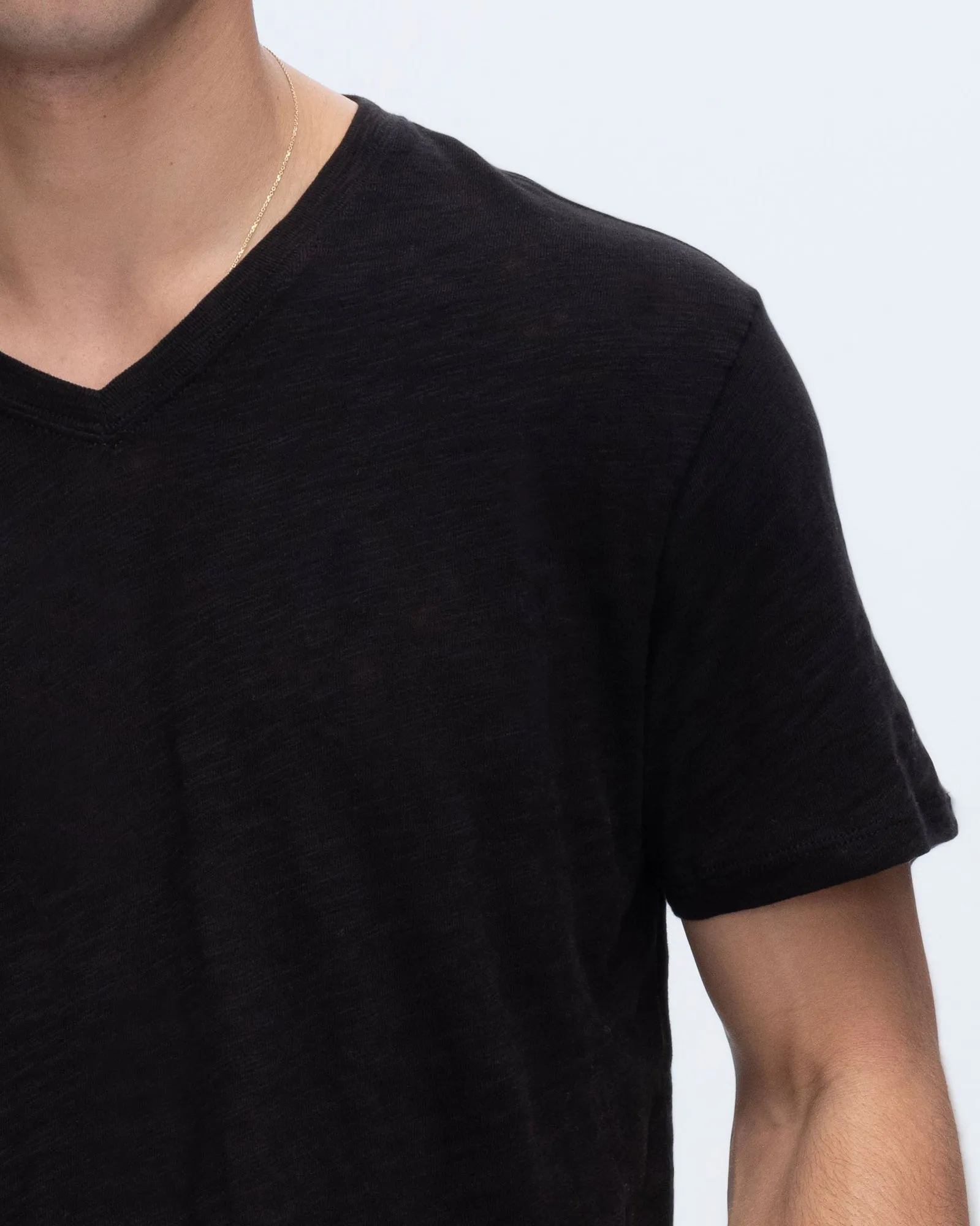 Slub Jersey V-Neck Tee - Black