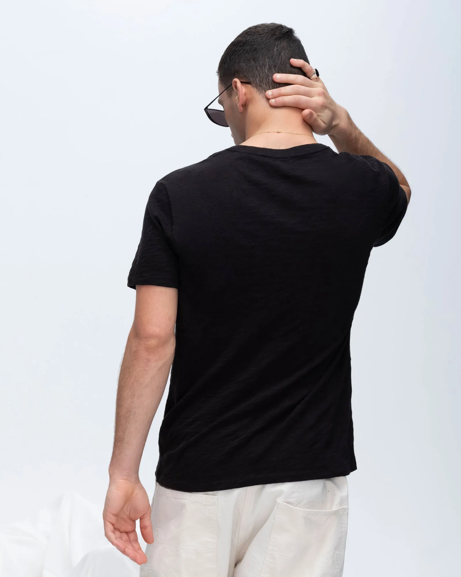 Slub Jersey V-Neck Tee - Black