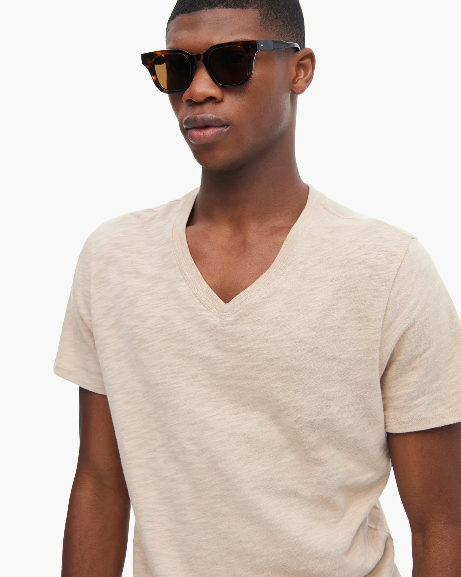 Slub Jersey V-Neck Tee - Dune