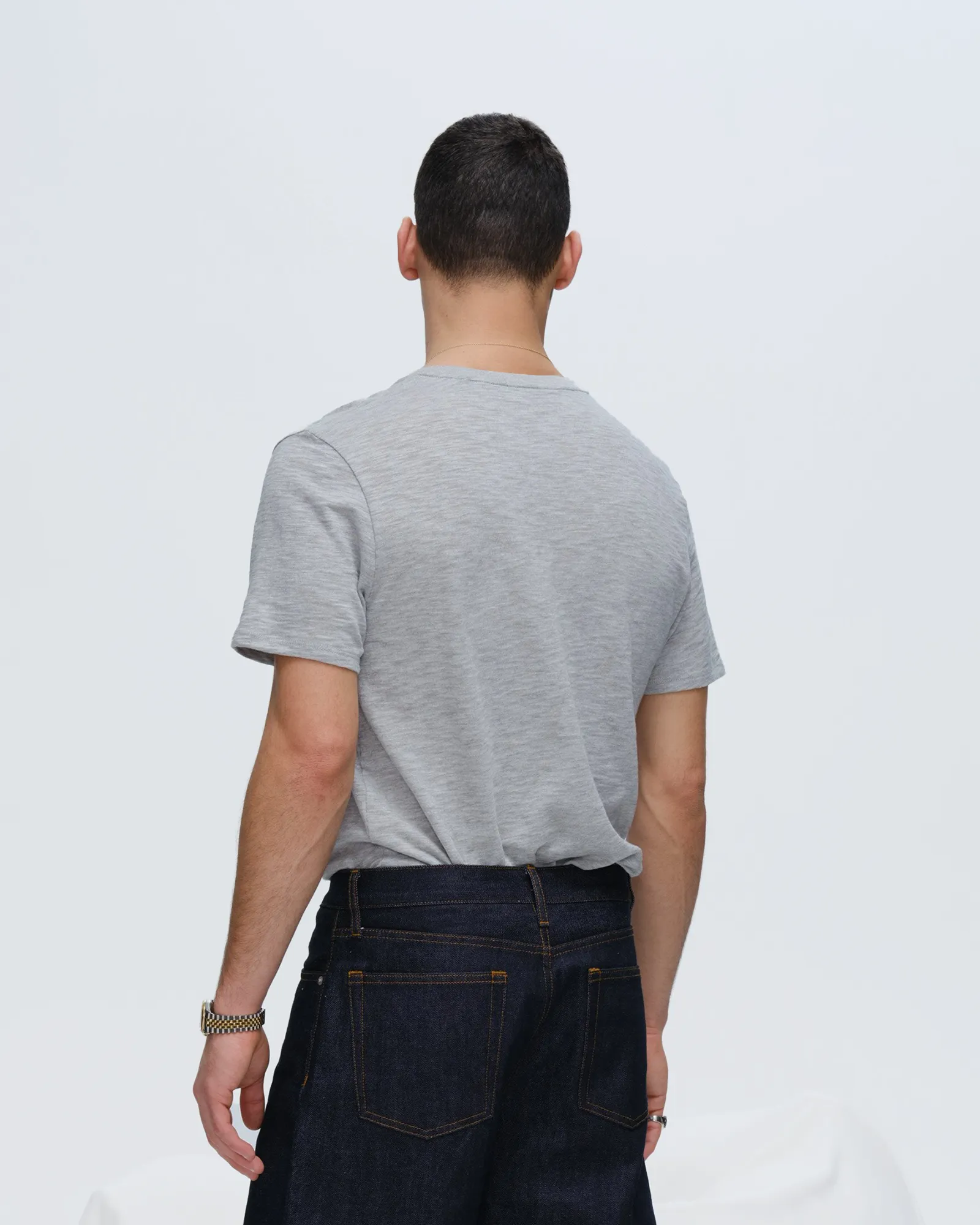 Slub Jersey V-Neck Tee - Heather Grey