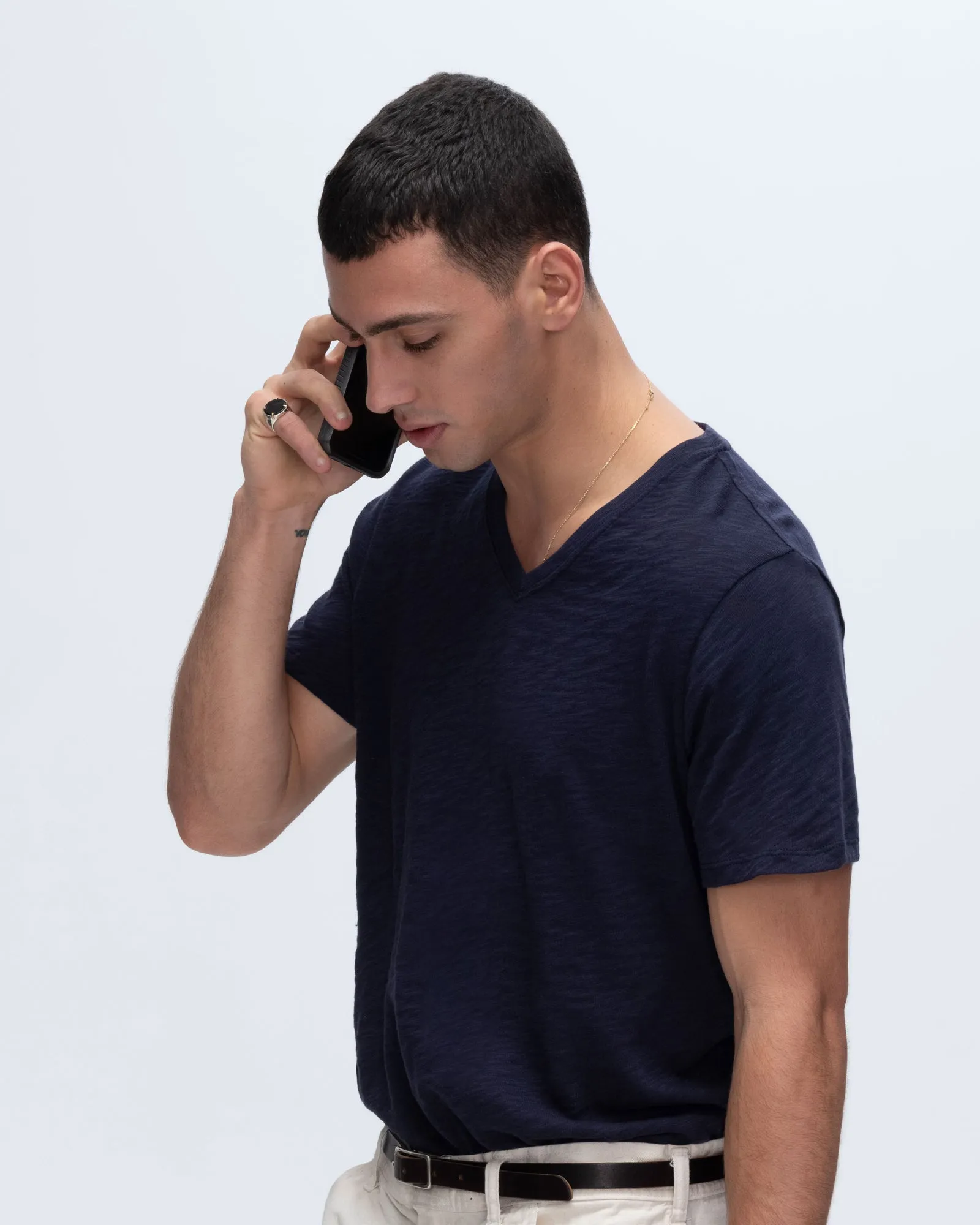Slub Jersey V-Neck Tee - Midnight