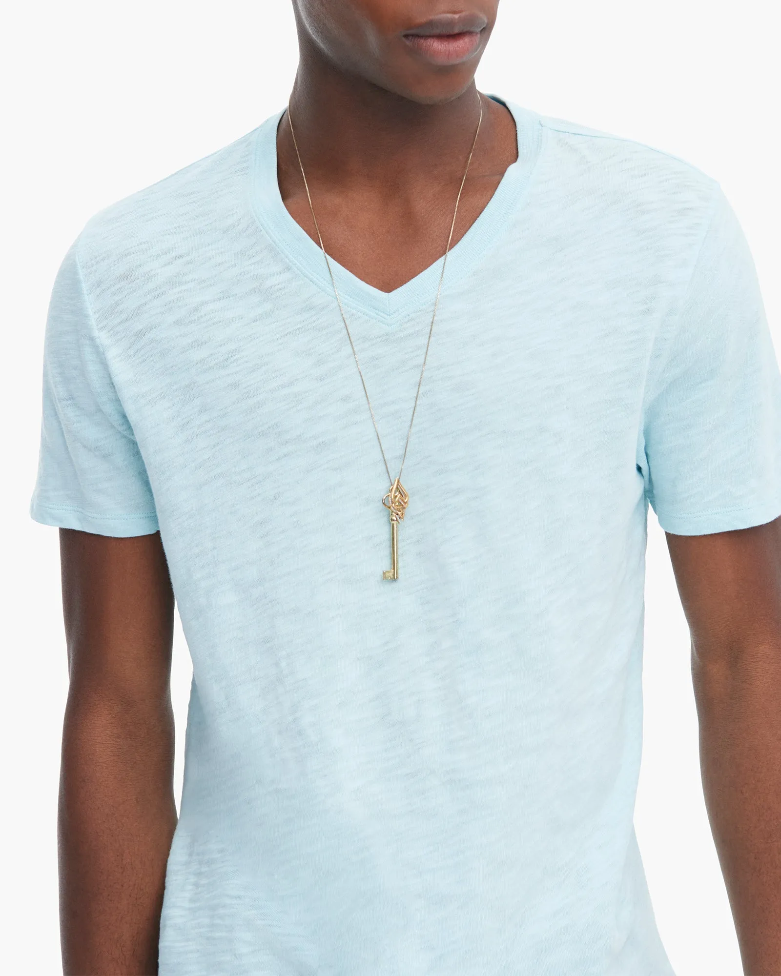 Slub Jersey V-Neck Tee - Ocean Blue