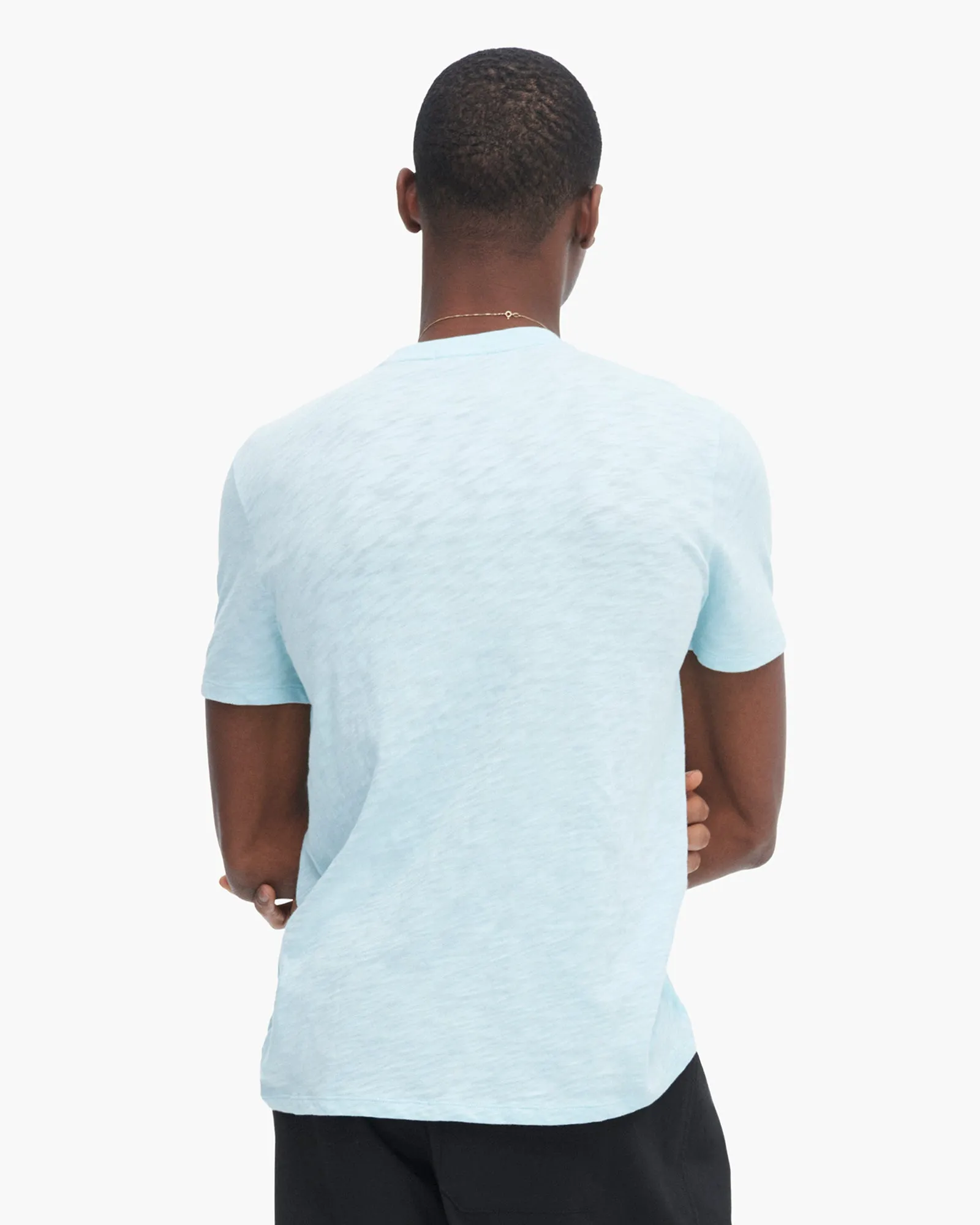 Slub Jersey V-Neck Tee - Ocean Blue